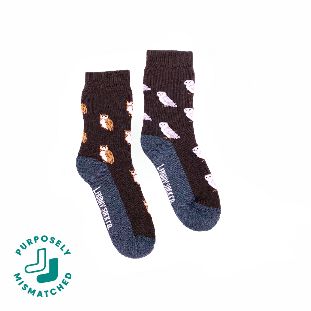 Kid's Owl Merino Wool Crew Socks - All-Season Wear