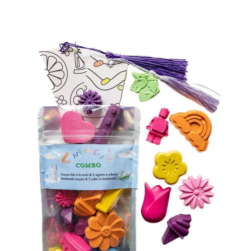 COMBO: Color Your Own BOOKMARKS & Assorted CRAYONS: IceCream-ABCs-Animals