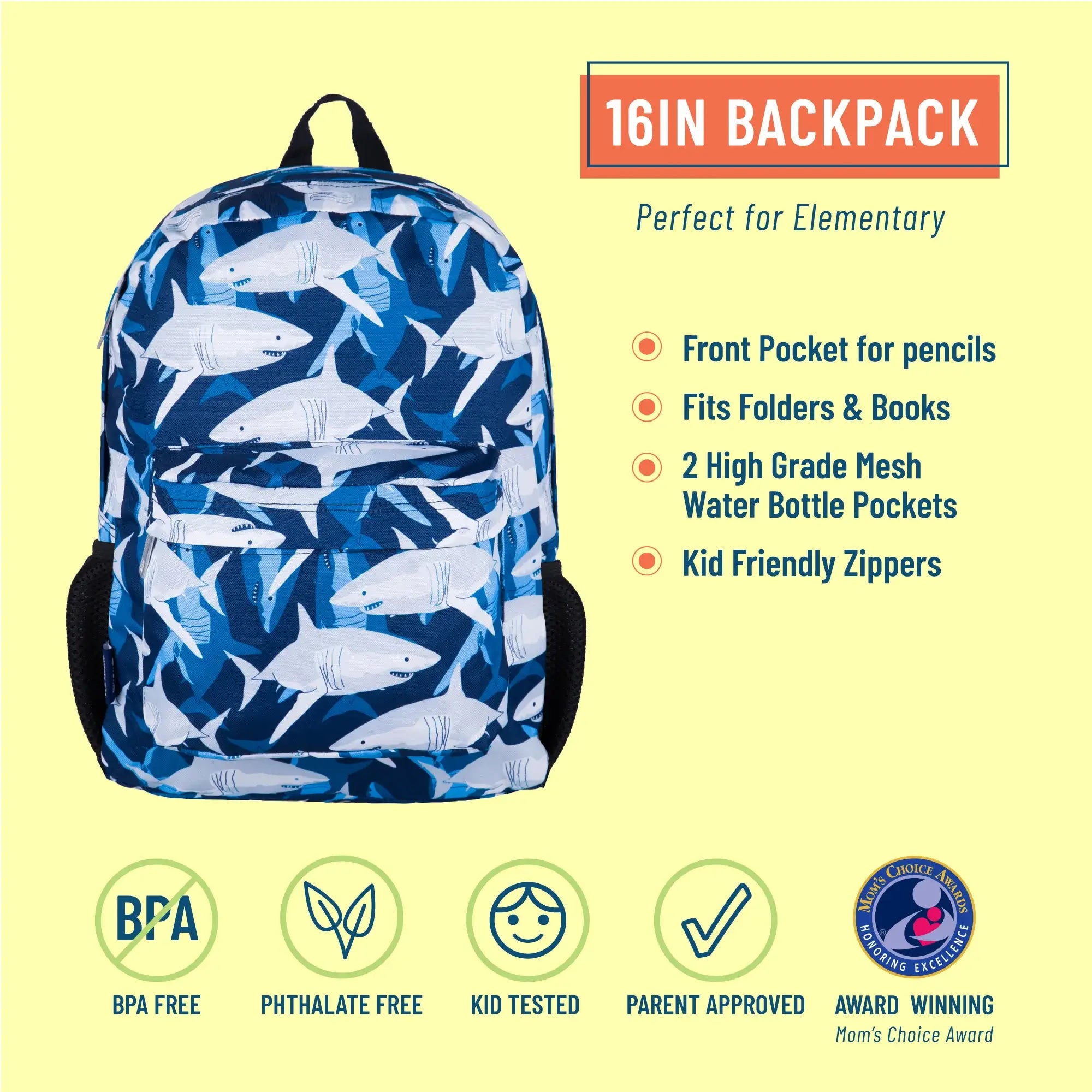 Sharks Backpack - 16 Inch
