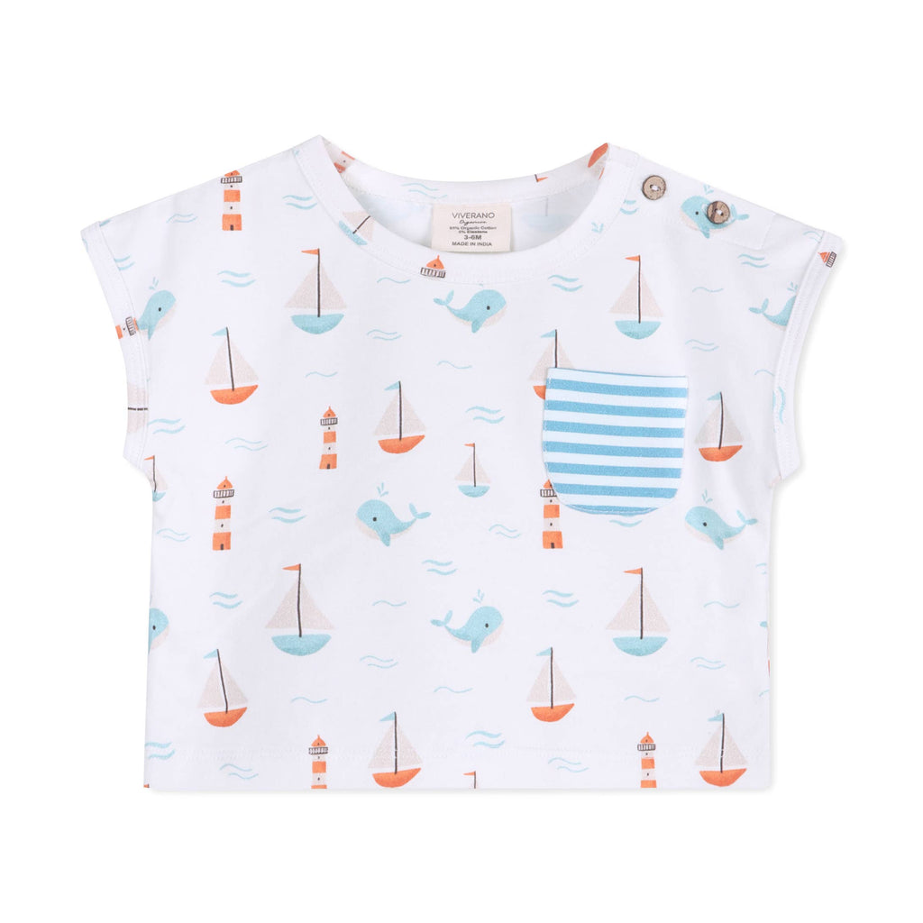 Sailboat Whales Baby Tee & Shorts Set Organic Jersey
