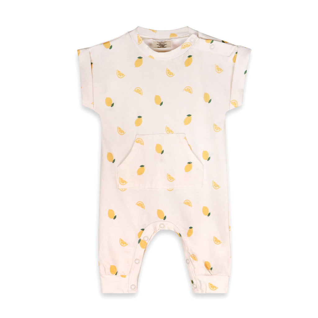 Lemon Kangaroo Pocket Baby Jumpsuit Organic Jersey