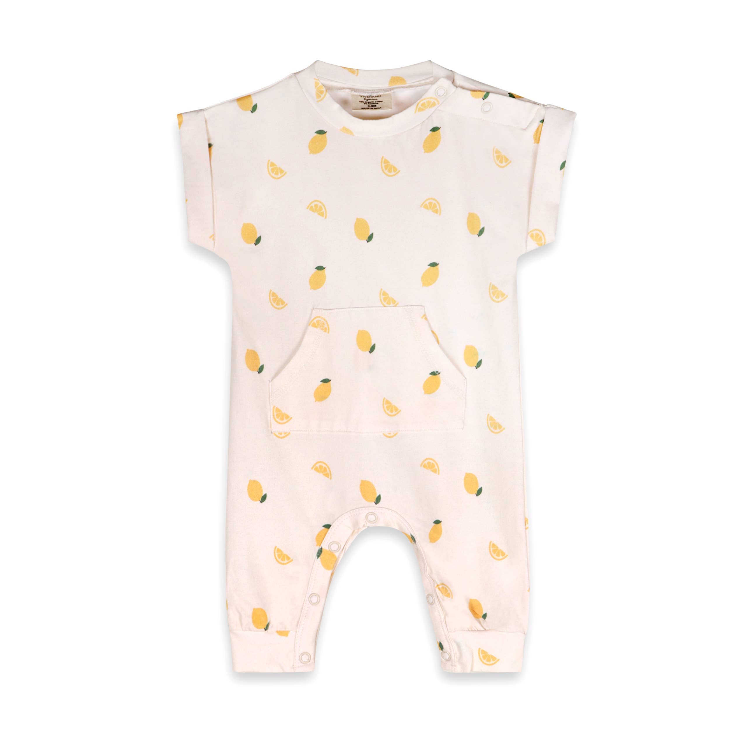 Lemon Kangaroo Pocket Baby Jumpsuit Organic Jersey LEMON