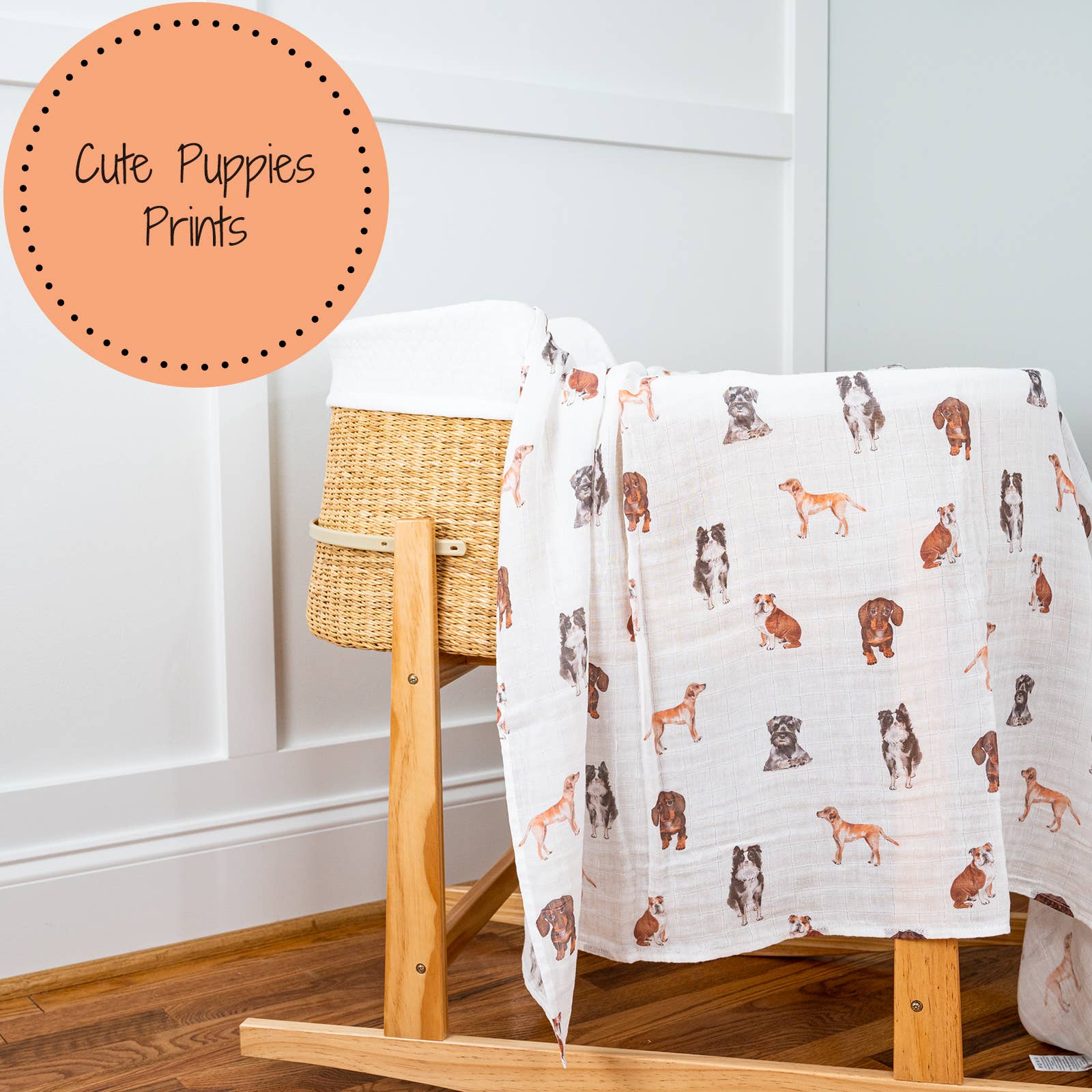 Adorable Dog Print Baby Swaddle Blanket