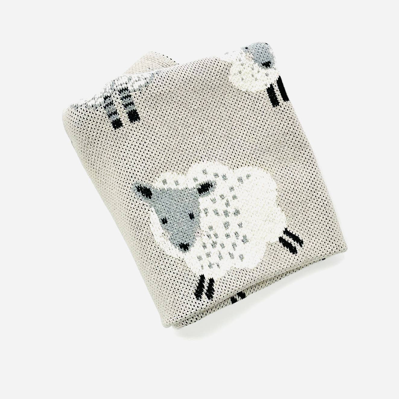 Happy Sheep - Organic Cotton Jacquard Knit Baby Blanket
