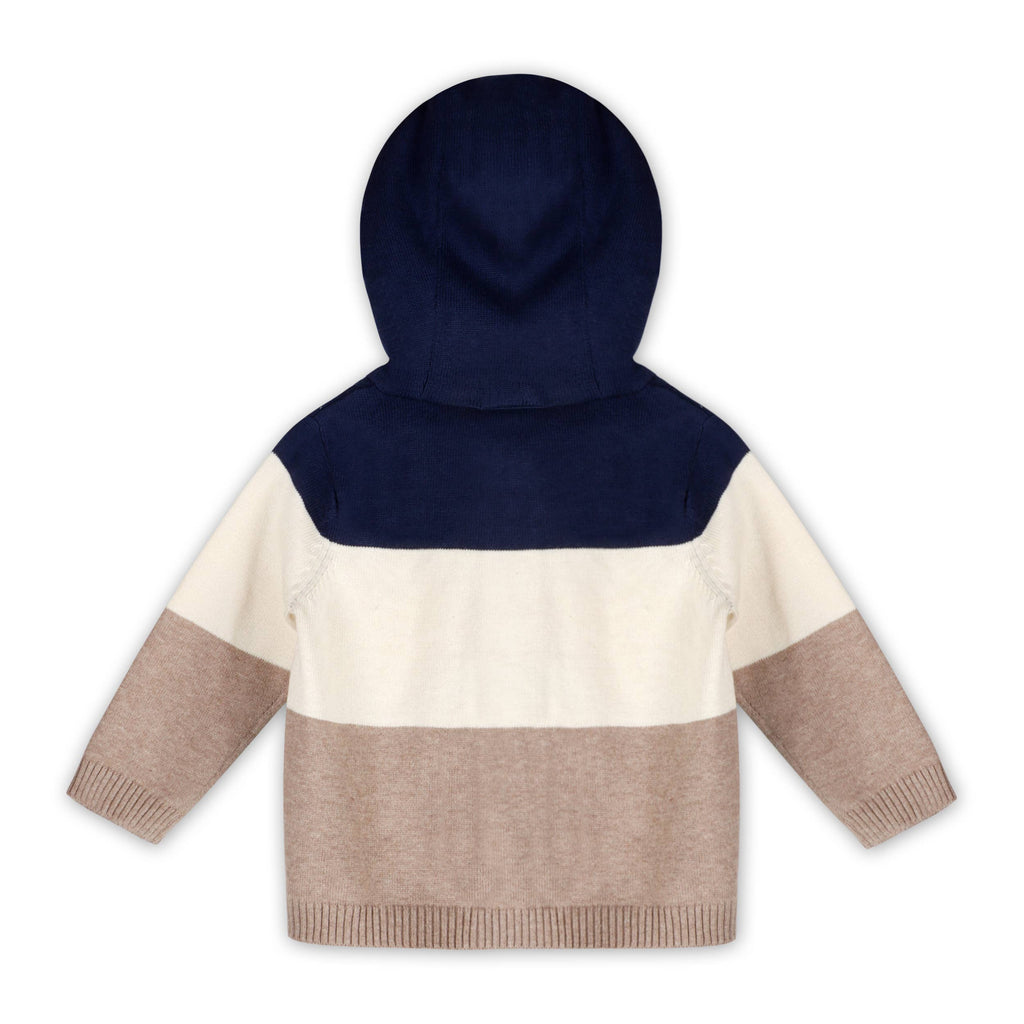 Lion Farm Truck Organic Cotton Knit Baby Hooded Jacket: Navy