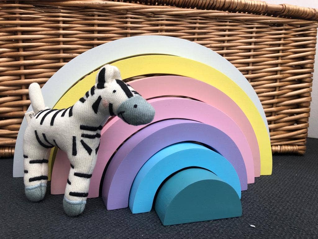 Wood Rainbow Toy in pastel colors, Fair trade & Handmade