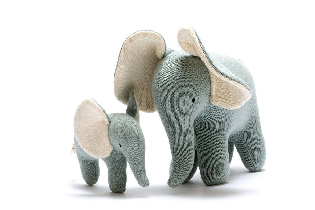 Elephant Soft Toy in Teal, Large Organic Cotton