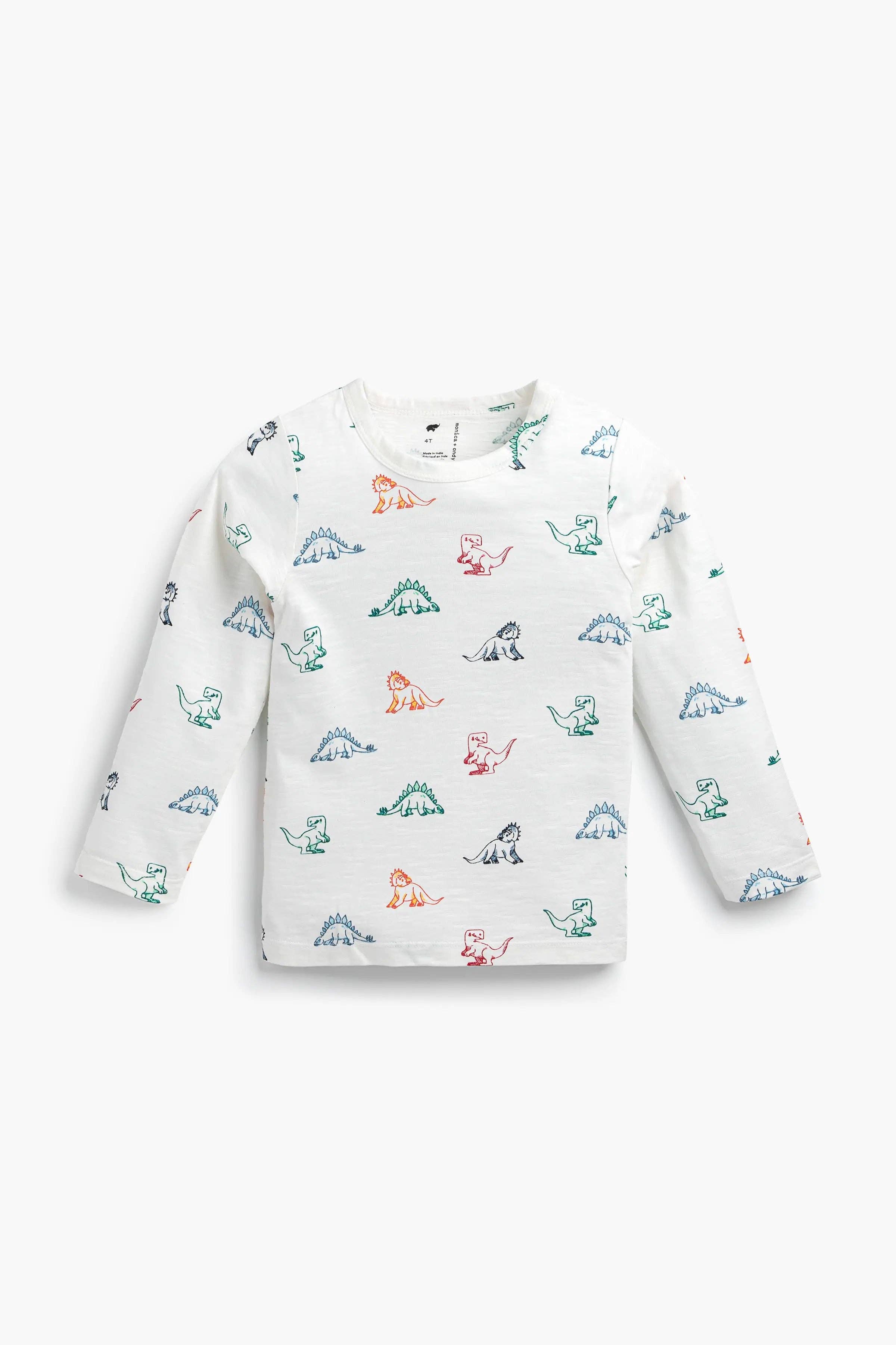 Long Sleeve Crewneck Tee Primary Dinos