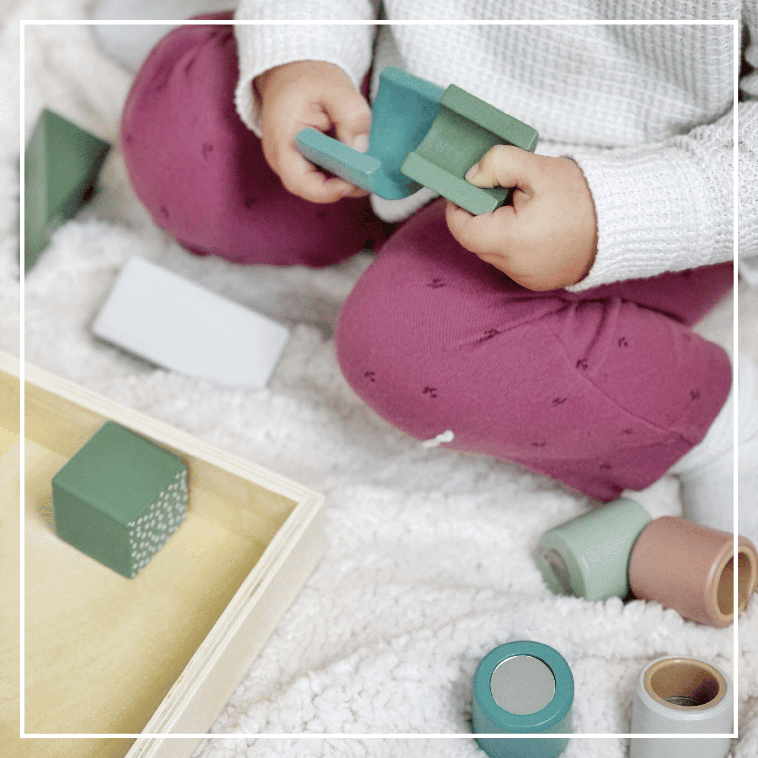 Wooden Activity Blocks 15pc - Interactive Sensory Blocks Ages 12m+