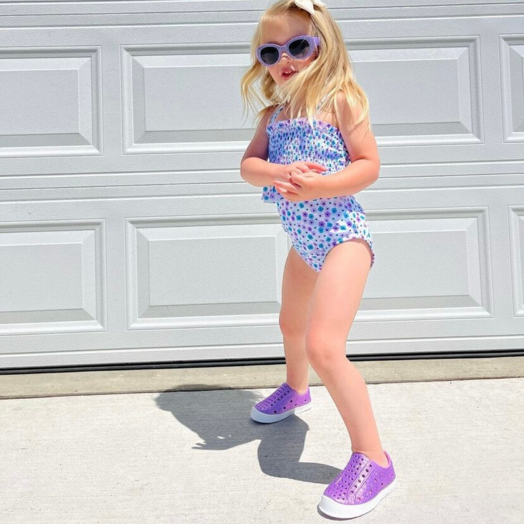 MERMAID - SHOOSHOOS TODDLER KIDS SHOES WATERPROOF SNEAKERS: PURPLE GLITTER