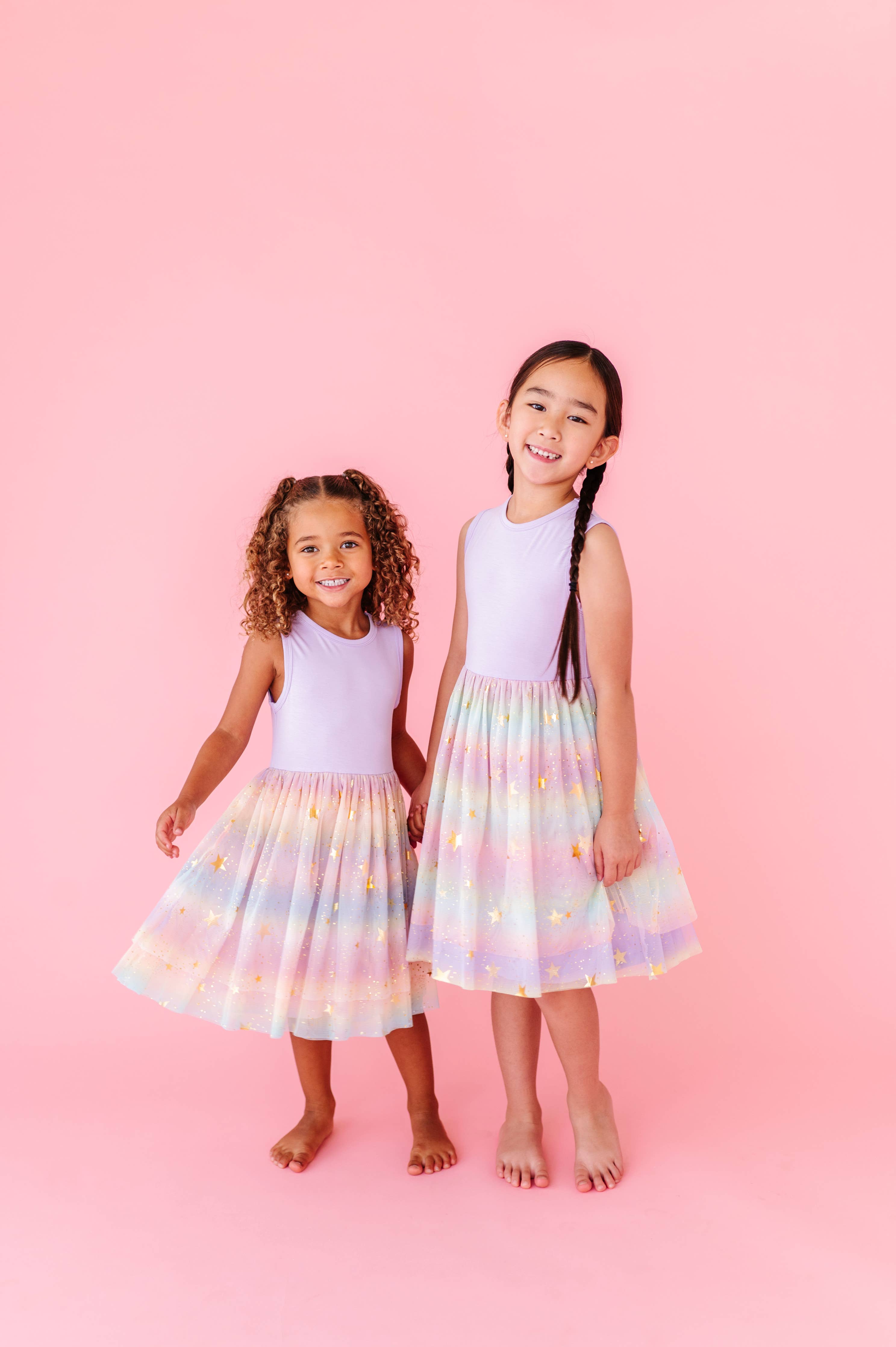 Kids Bamboo + Tulle Dress - Spring Rainbow Twinkle