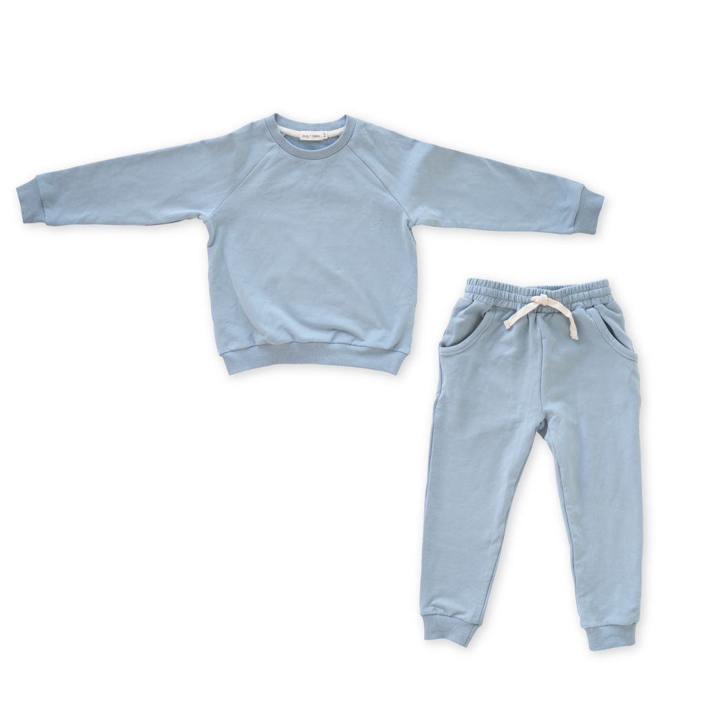French Terry Sweatshirt + Jogger Matching Set | Dusty Blue