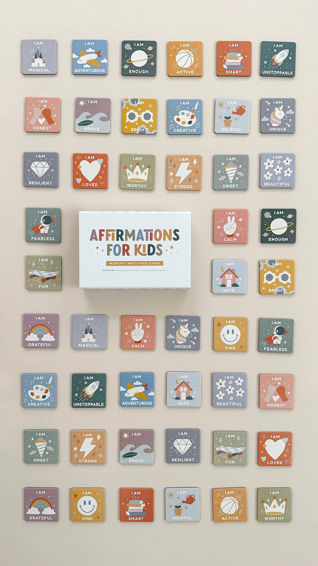 Jeu de mémoire d'affirmations pour enfants