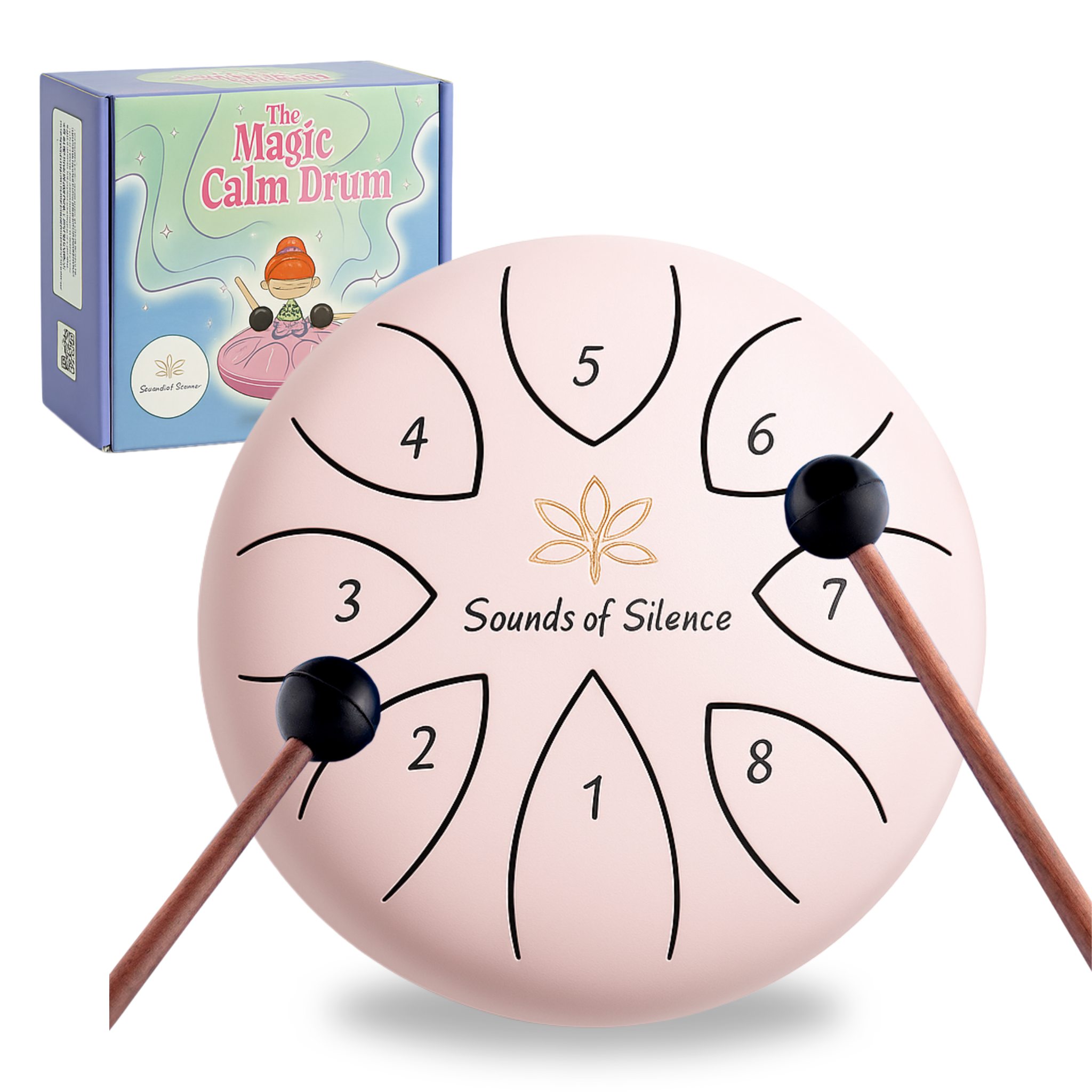 Magic Calm Drum Tongue Drum, Songbook and Storybook (PINK)