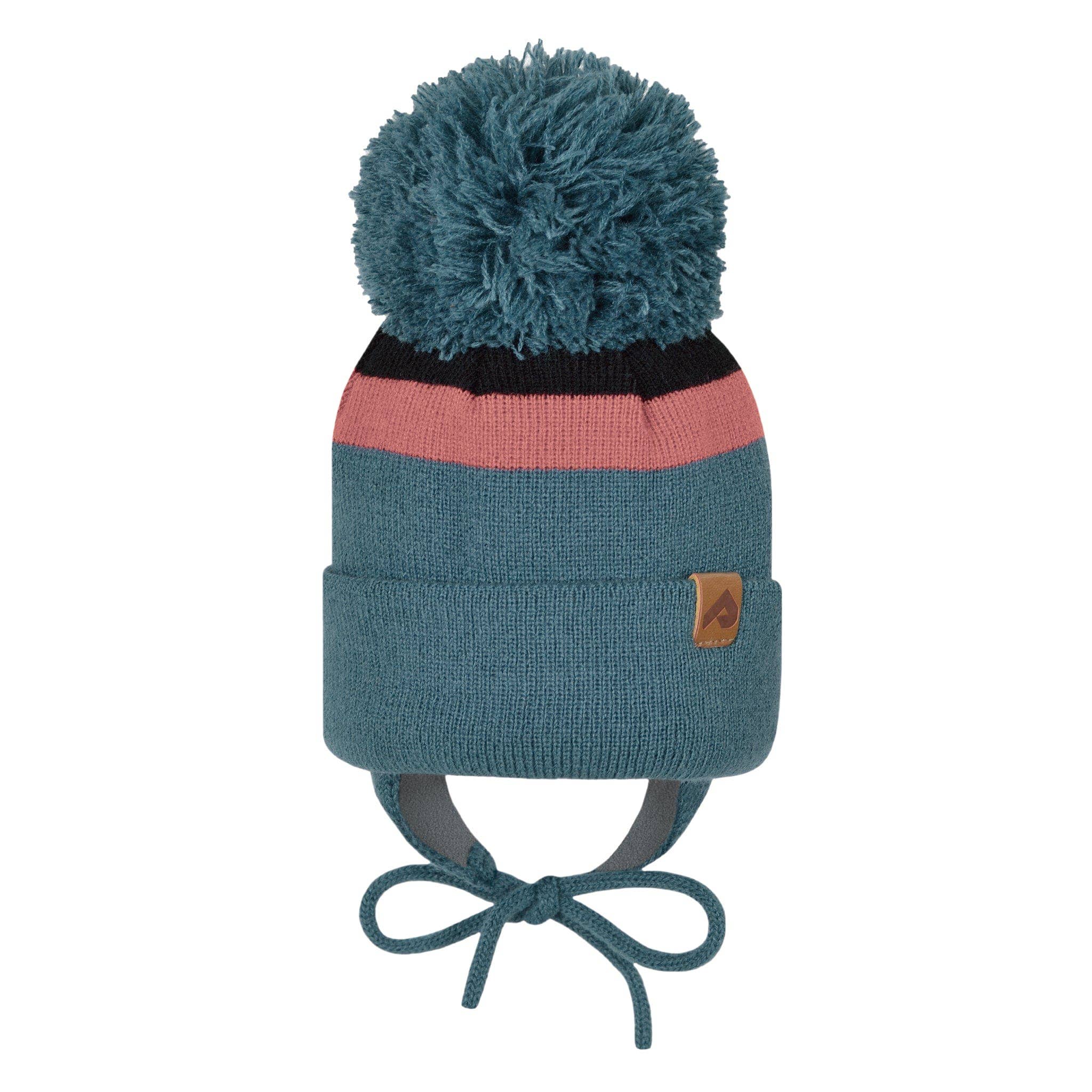 Acrylic hat with fleece lining and ears - Black/Punch/Satellite