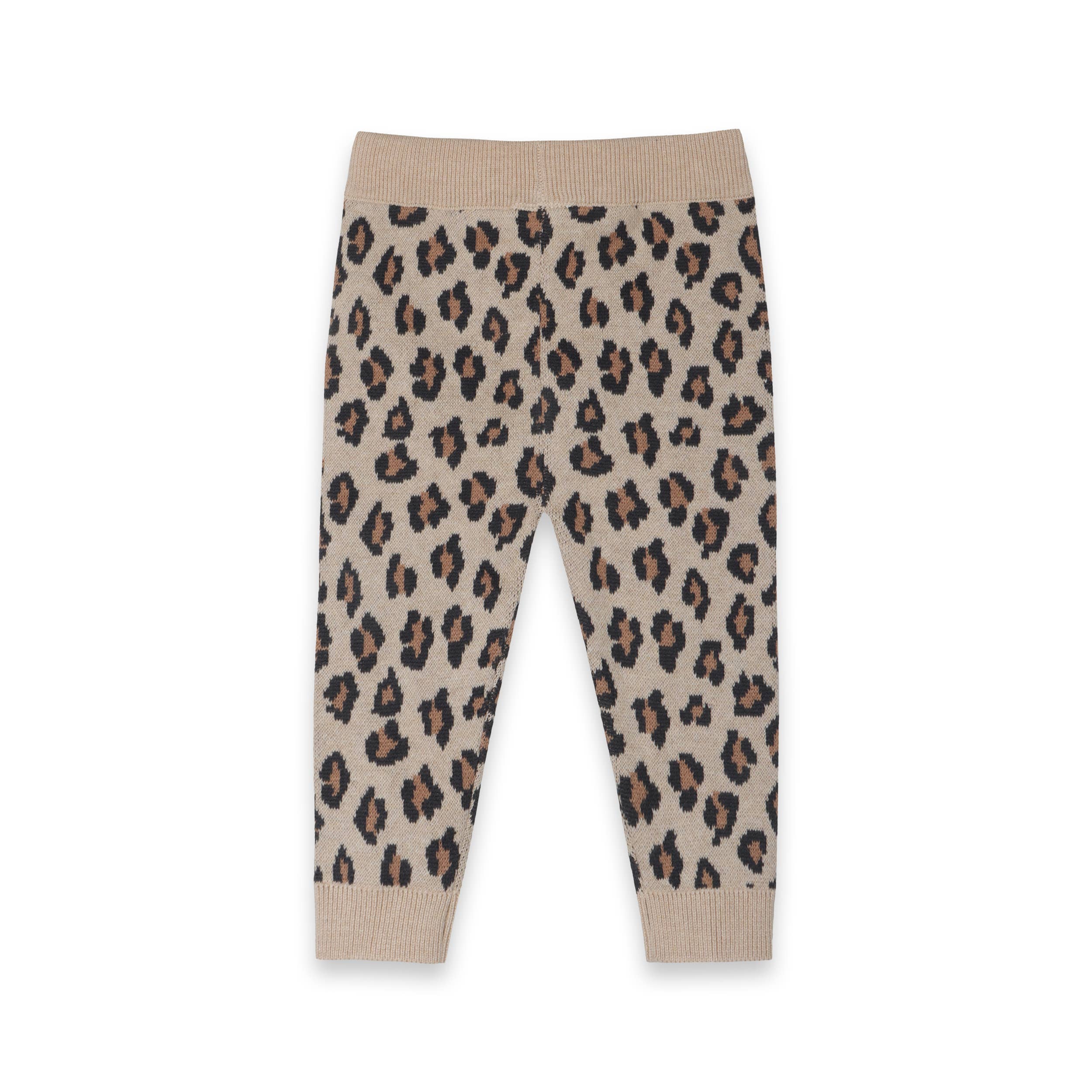 Leopard Jacquard Knit Baby Pocket Pants (Organic Cotton): Oatmeal Heather / 6-12M