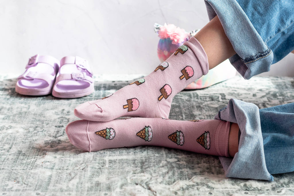 Kid's Ice Cream Crew Socks - Whimsical Italian Cotton