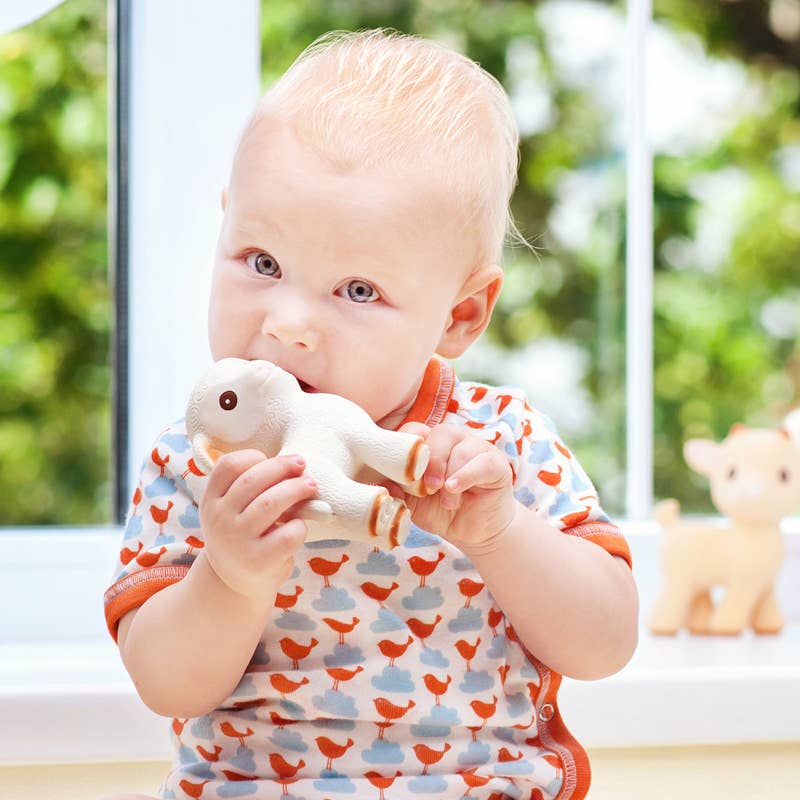 Natural Rubber Teether Lamb, Non-Toxic, Mold-free Design