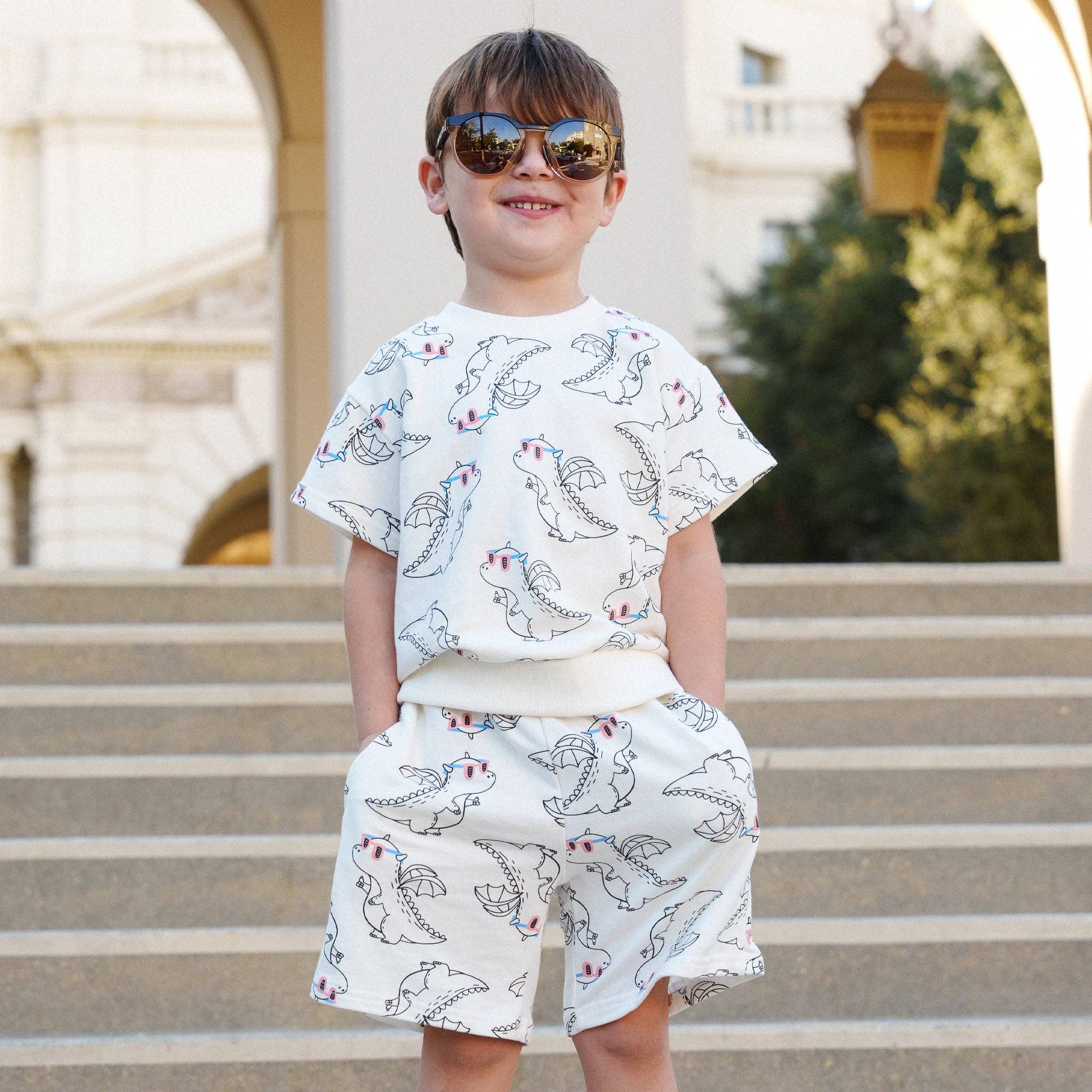 Print Boy Sweatshirt Set: Dragons