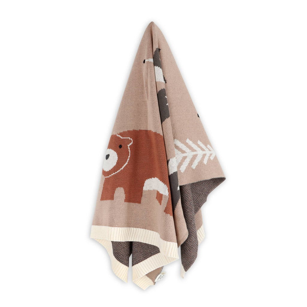 Woodland Bear - Organic Jacquard Sweater Knit Baby Blanket