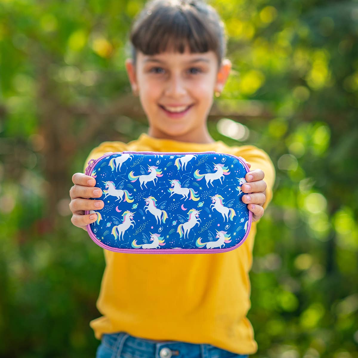 ZIPIT Colorz Storage Box, Pencil Box, Blue Unicorns