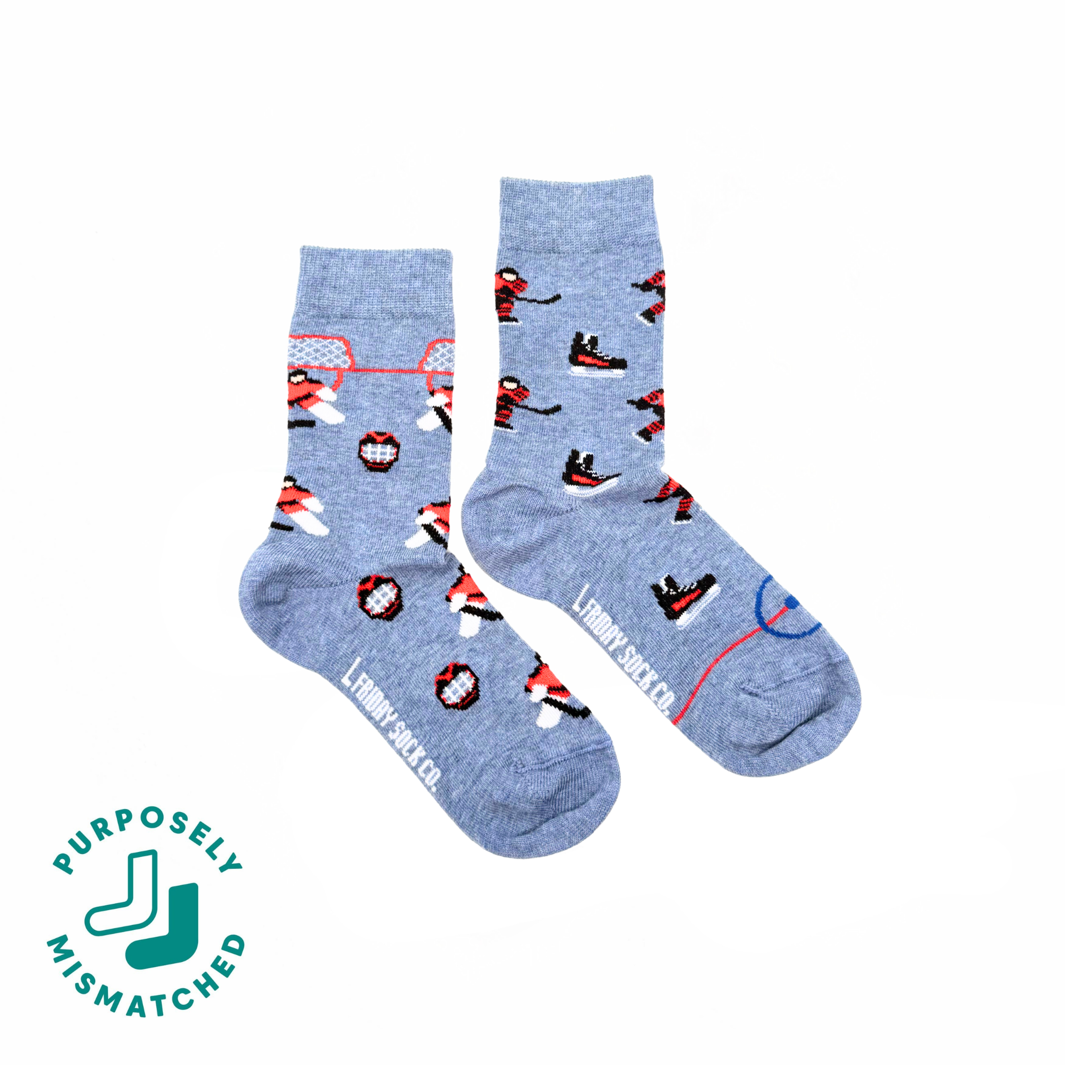 Kid's Hockey Crew Socks Playful Non-Matching: Player/Goalie