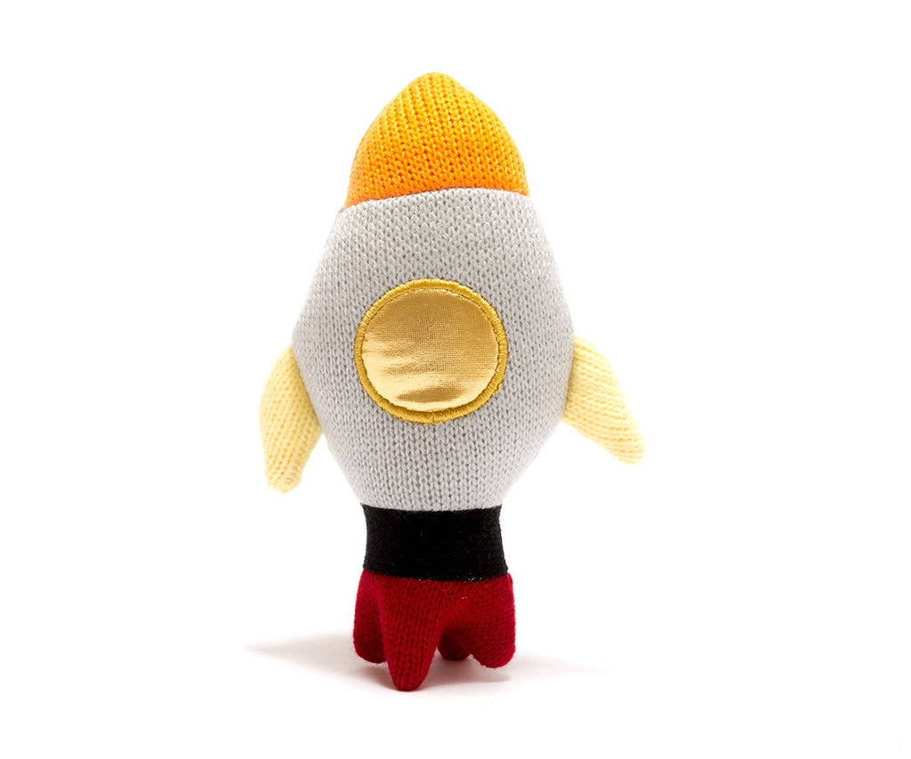 Knitted Space Rocket Baby Rattle