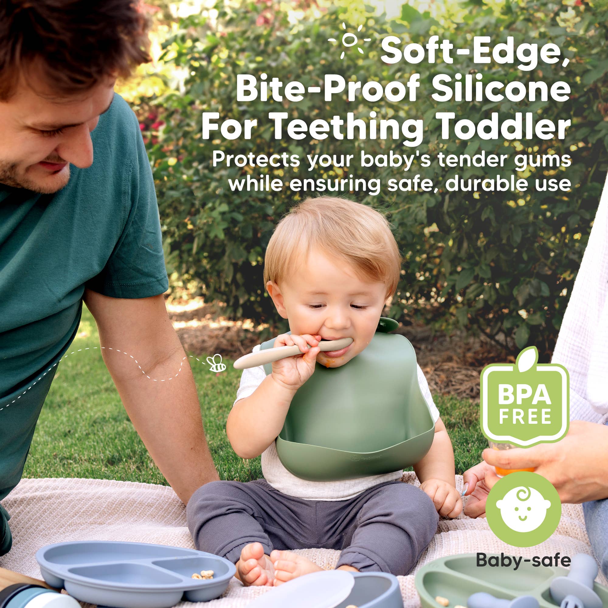 3-Pack Prep Silicone Baby Spoons for Toddlers 6-24 months: Slate