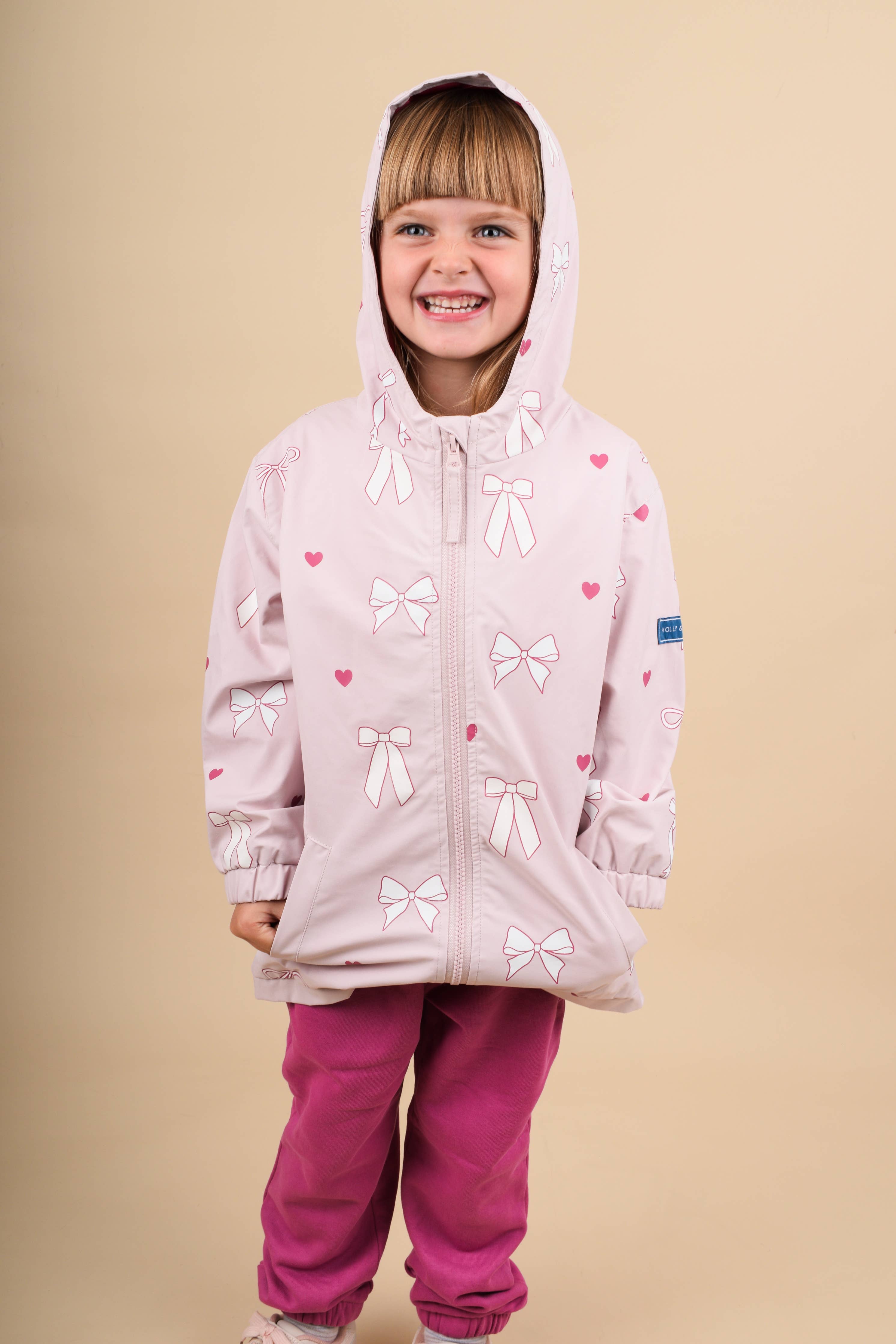Hearts & Bows Color Changing Kids Raincoat