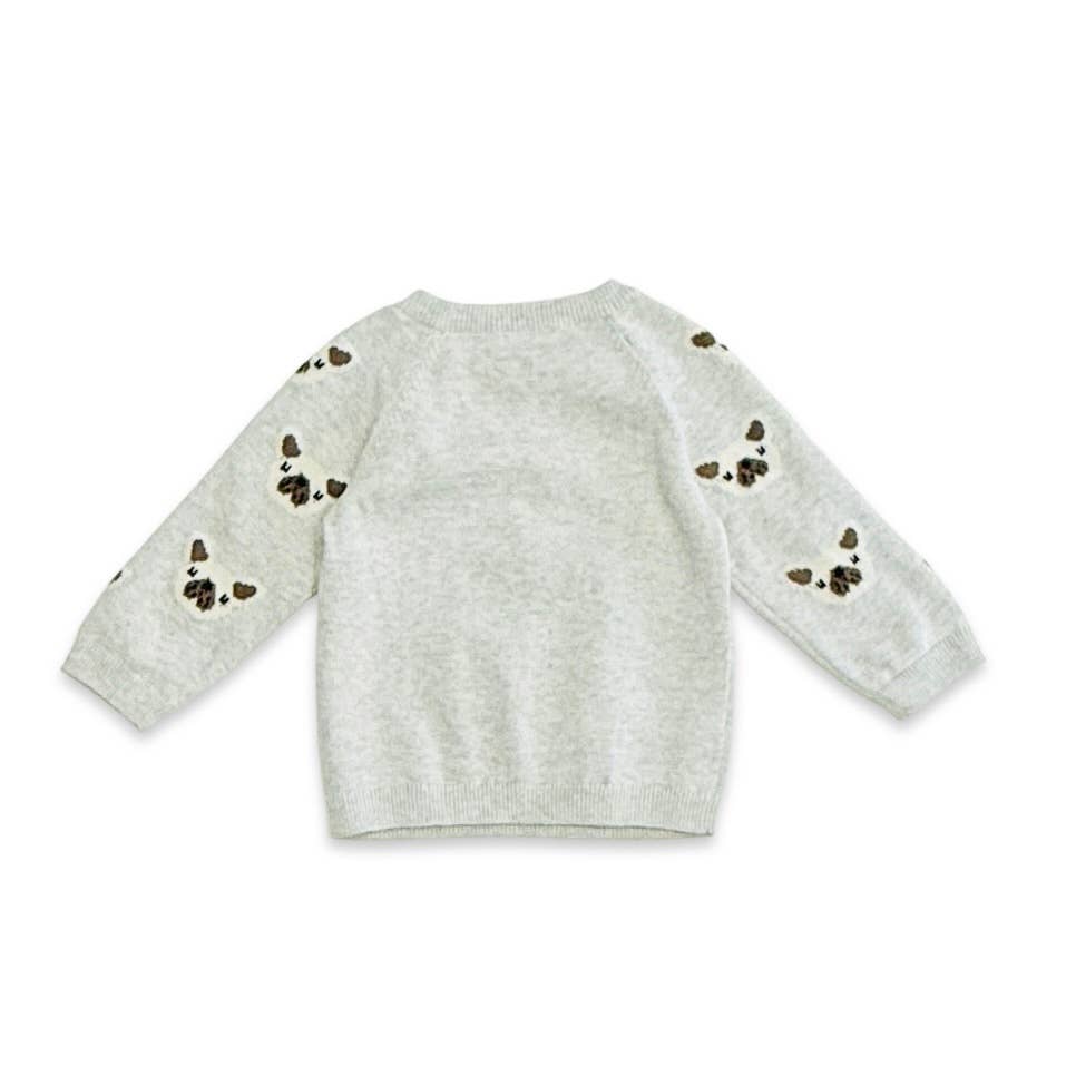 Frenchie Puppy Jacquard Knit Baby Set Organic: Pearl Grey Heather