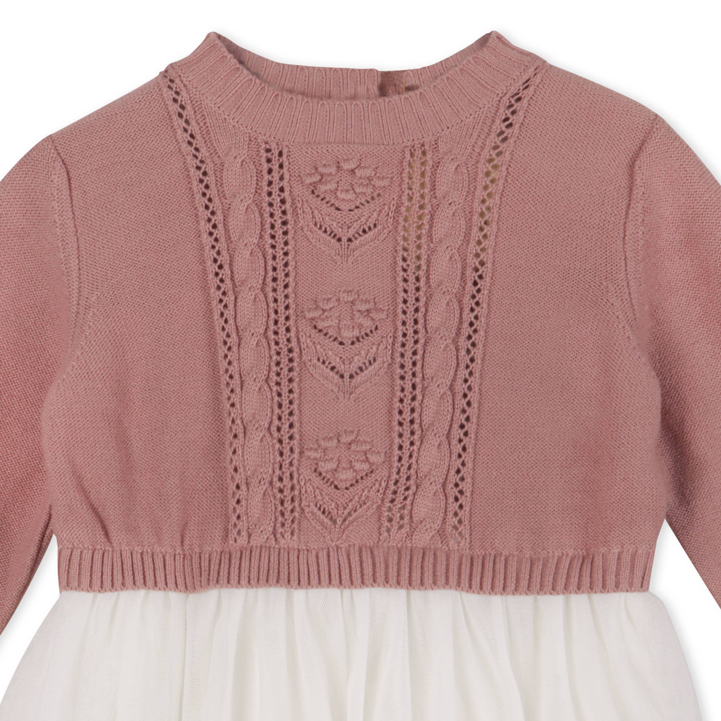 Cable Floral Sweater Knit Top & Tutu Baby Dress Organic : Teal Blue