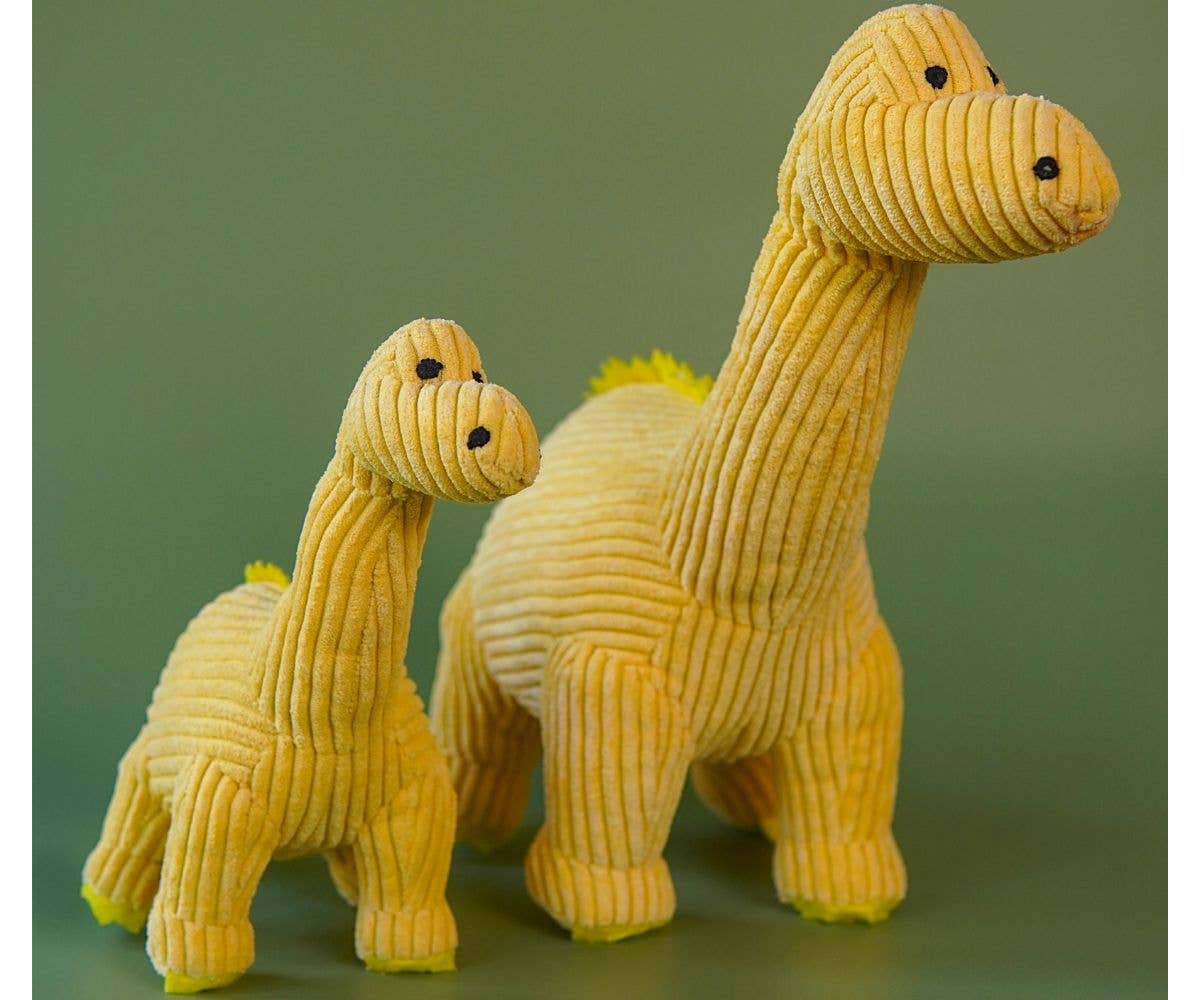 Small Corduroy Diplodocus Dinosaur Soft Toy Teddy in Yellow