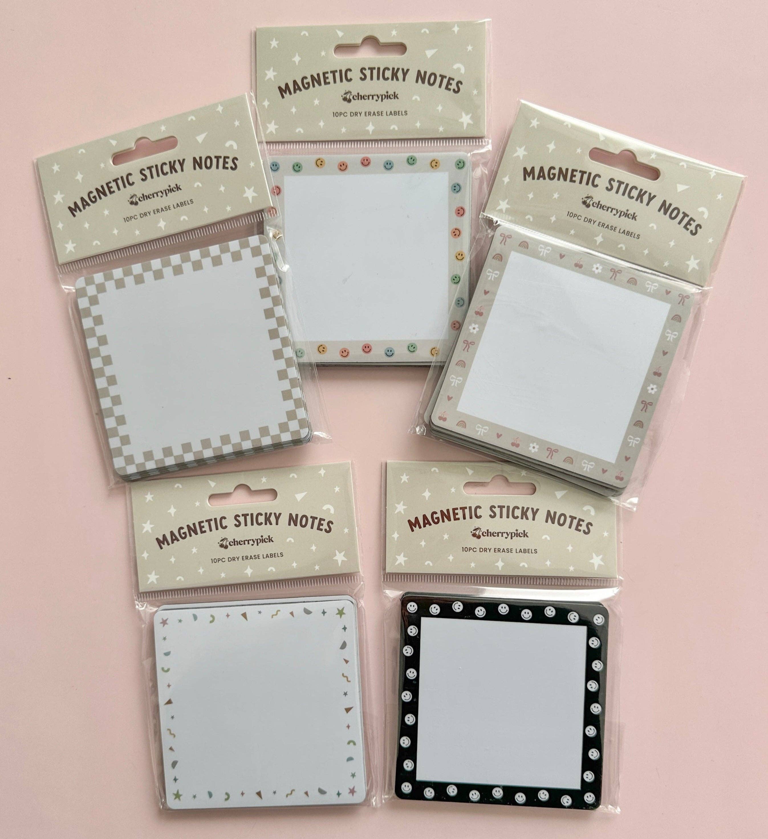 Magnetic Sticky Notes (10pc Dry Erase Labels): Rainbow Smileys