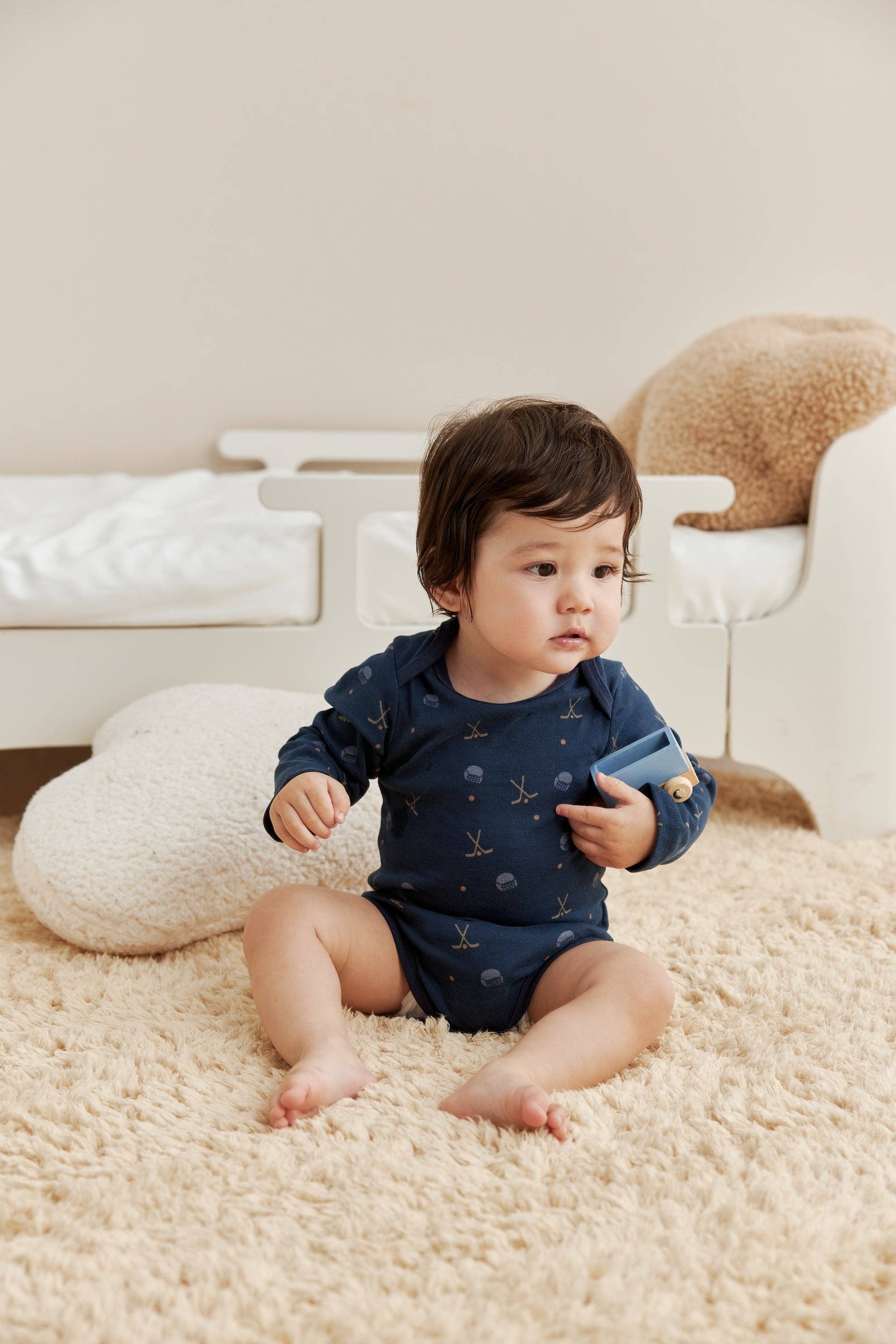 Baby Organic Long-sleeve Onesie-Hockey: 0-3M