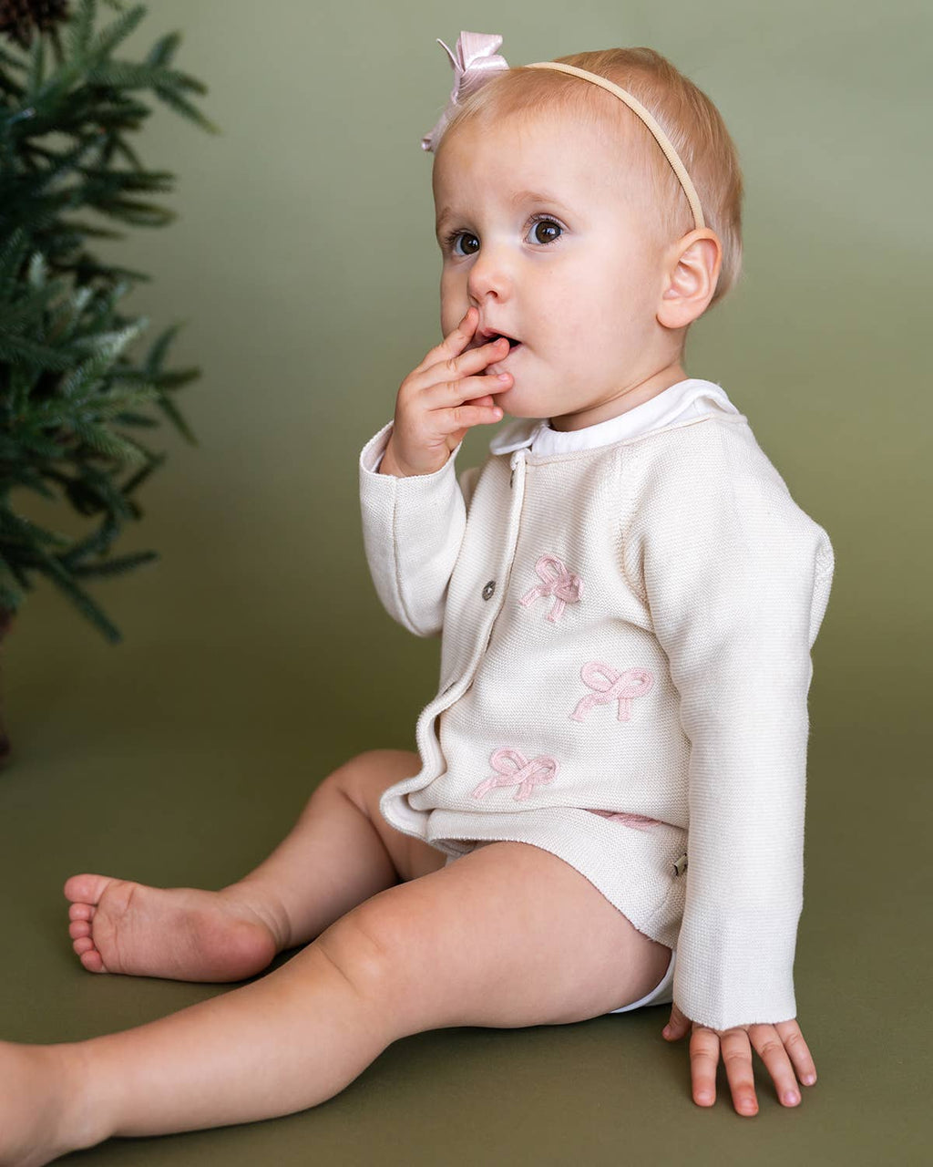 Zoe Bow Organic Sweater Knit Baby Button Cardigan
