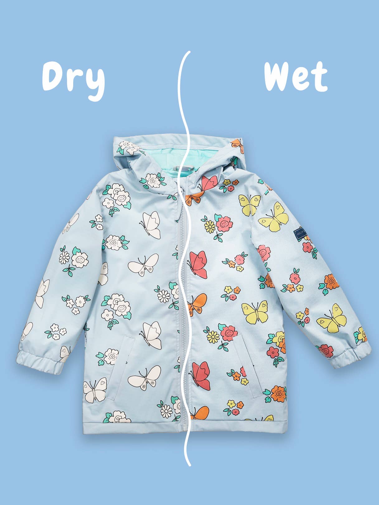 Flower and Butterfly Color Changing Kids Raincoat