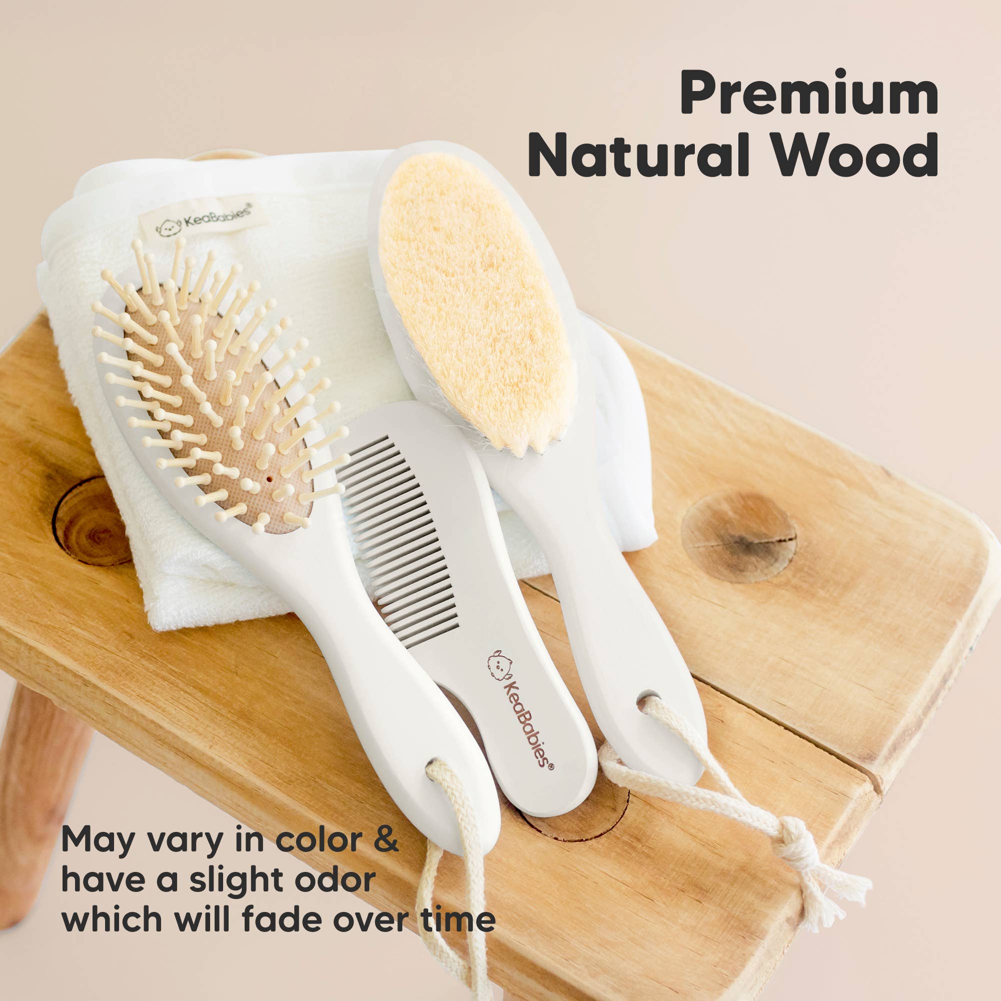 KeaBabies Baby Hair Brush and Comb Set: Vanilla