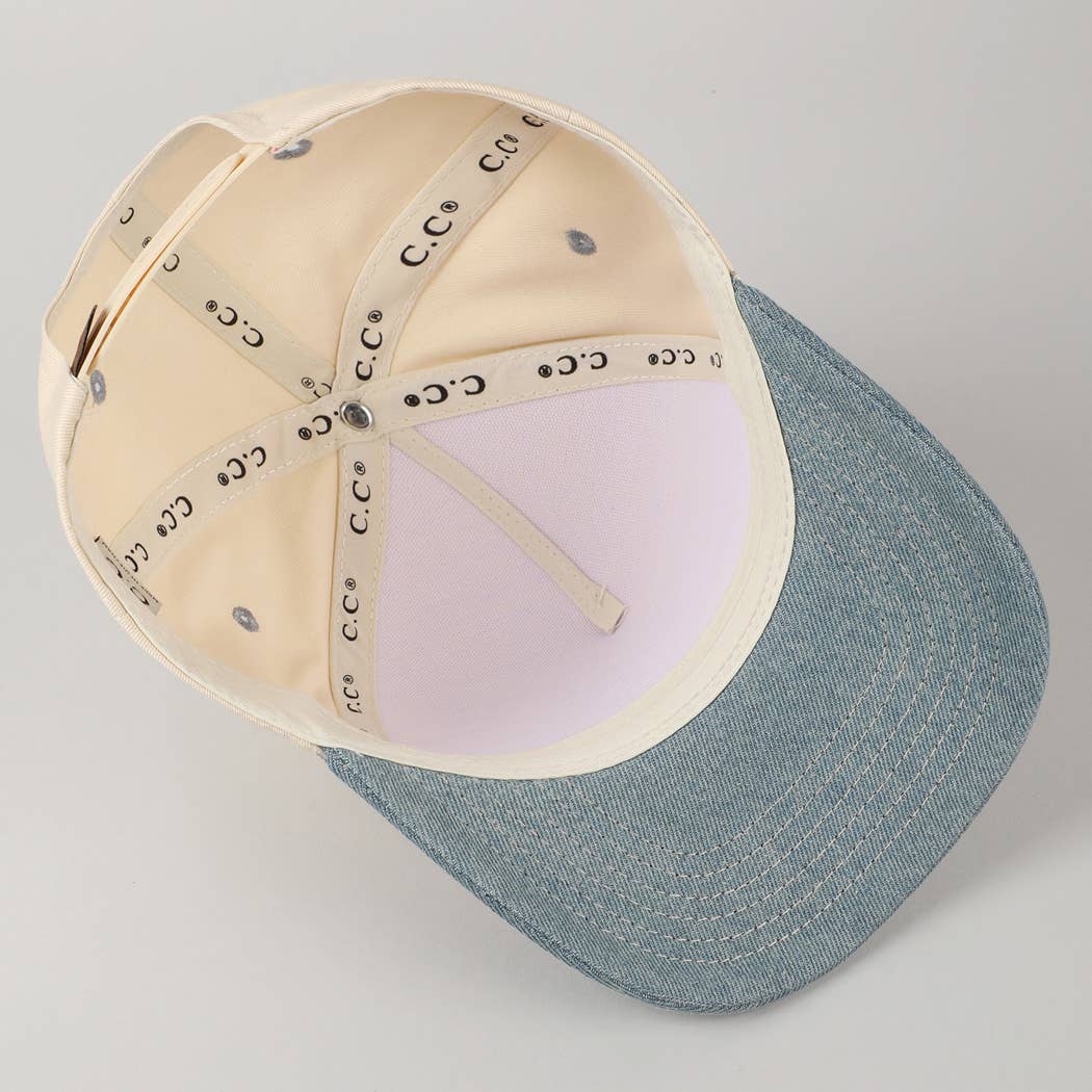 Kids Plain Two Tone Canvas Cotton Baseball Cap : HOT PINK / ONE SIZE