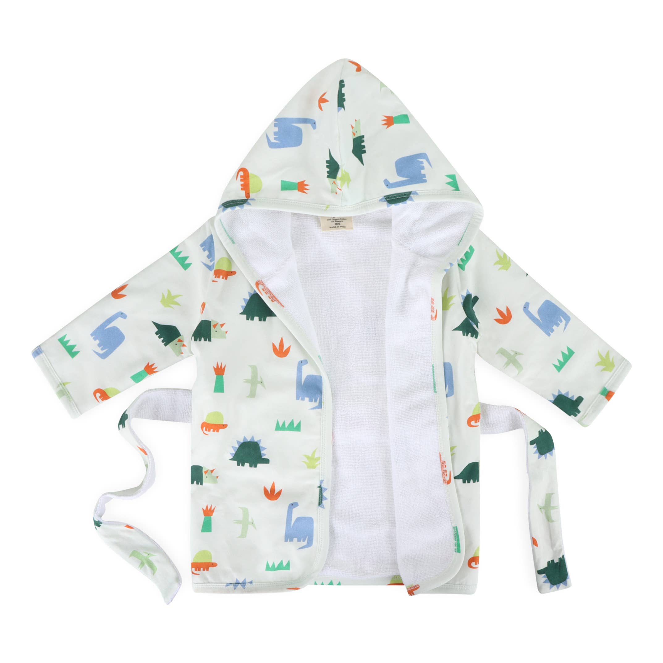 Dino Baby Bathrobe (Organic Jersey): Natural / One Size (0-12M)
