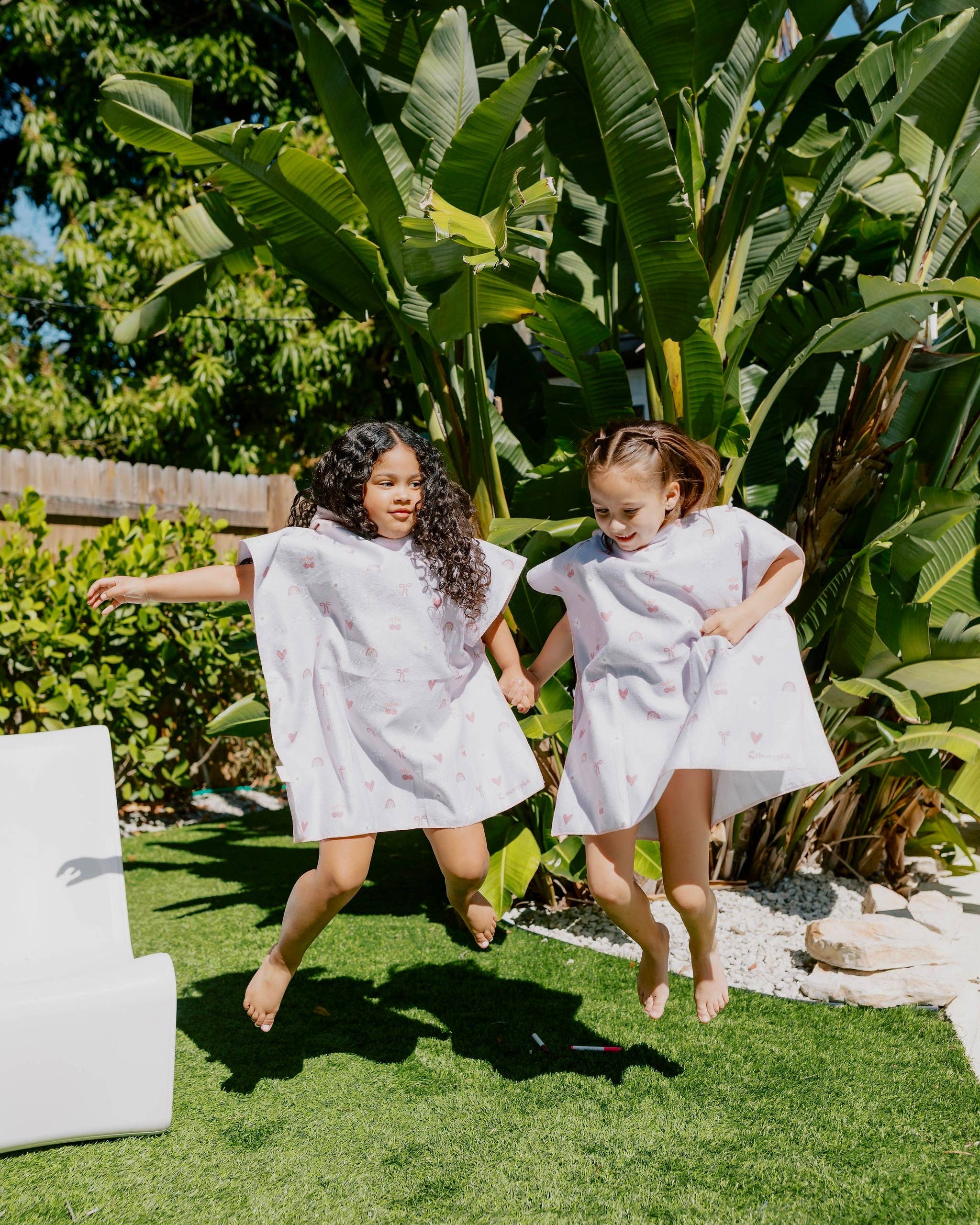 Kids Hooded Beach Poncho - Quick Dry Pool & Swim Towel: Bows & Bloom