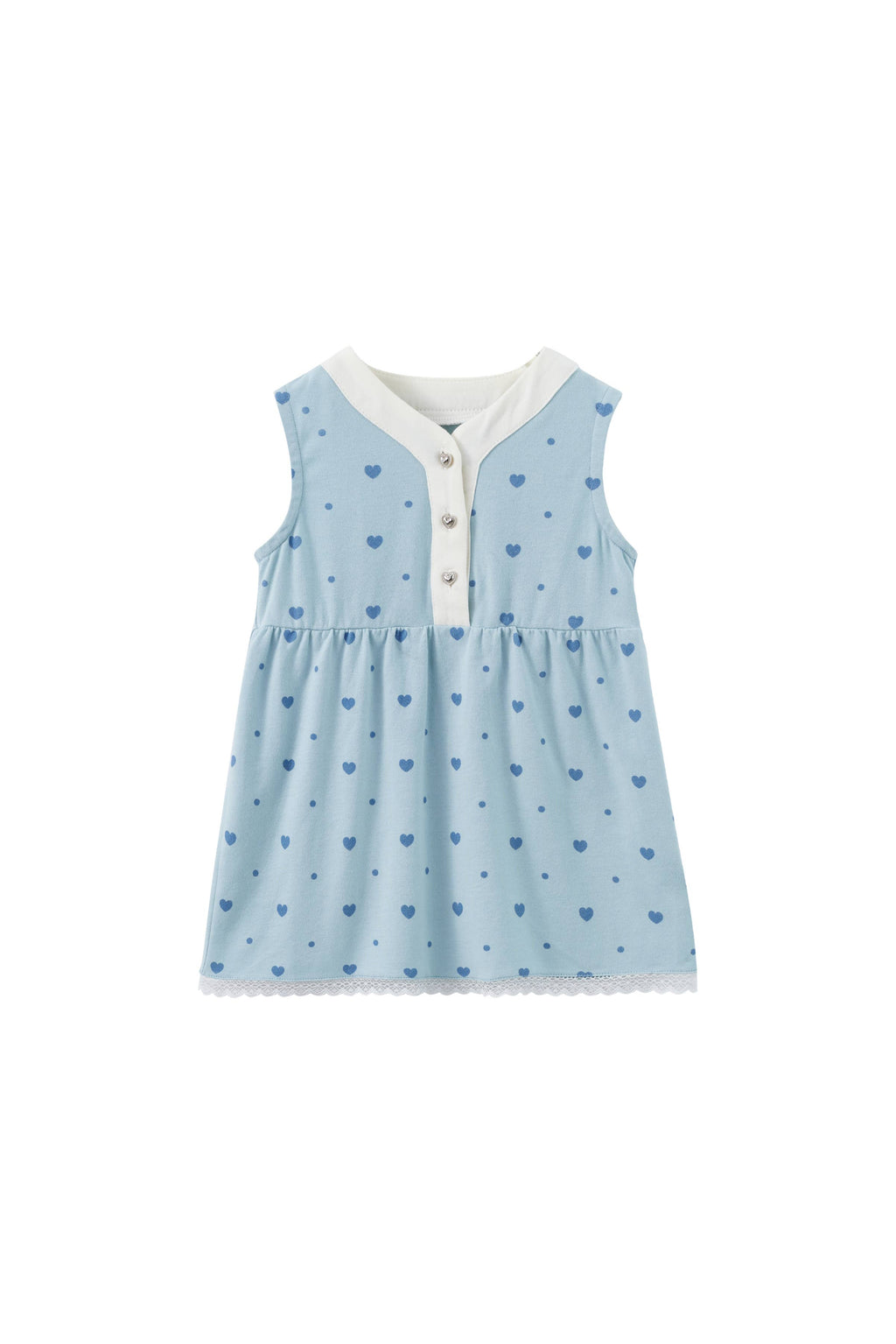 Girl Ruffle Tank Dress-Blue Hearts