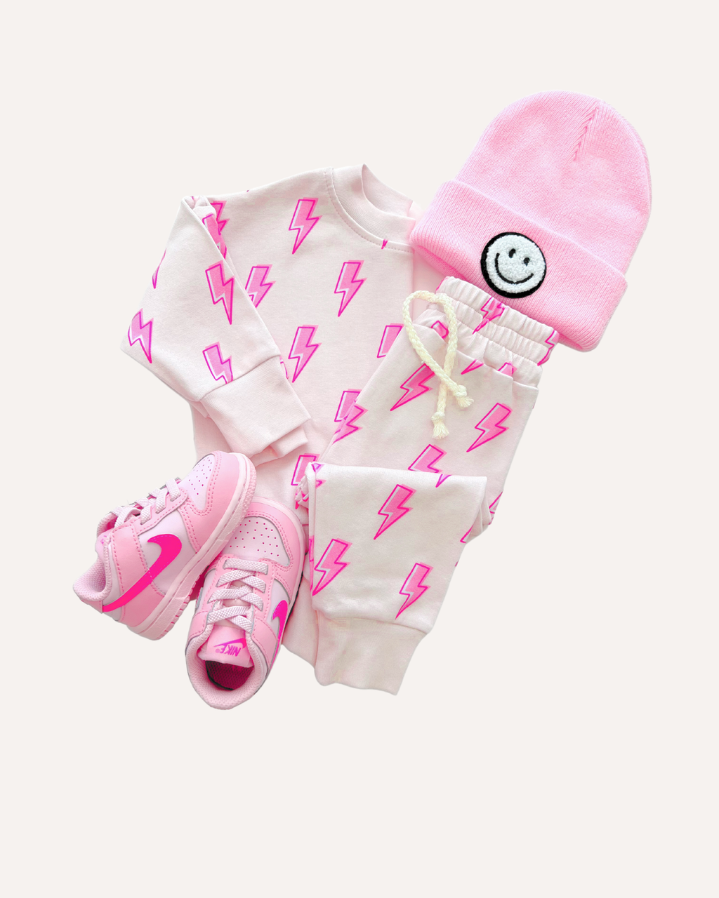 Pink Bolts Jogger Set
