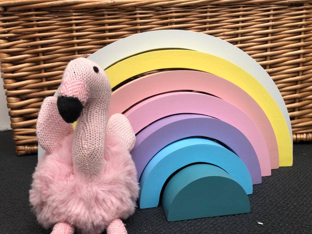Wood Rainbow Toy in pastel colors, Fair trade & Handmade