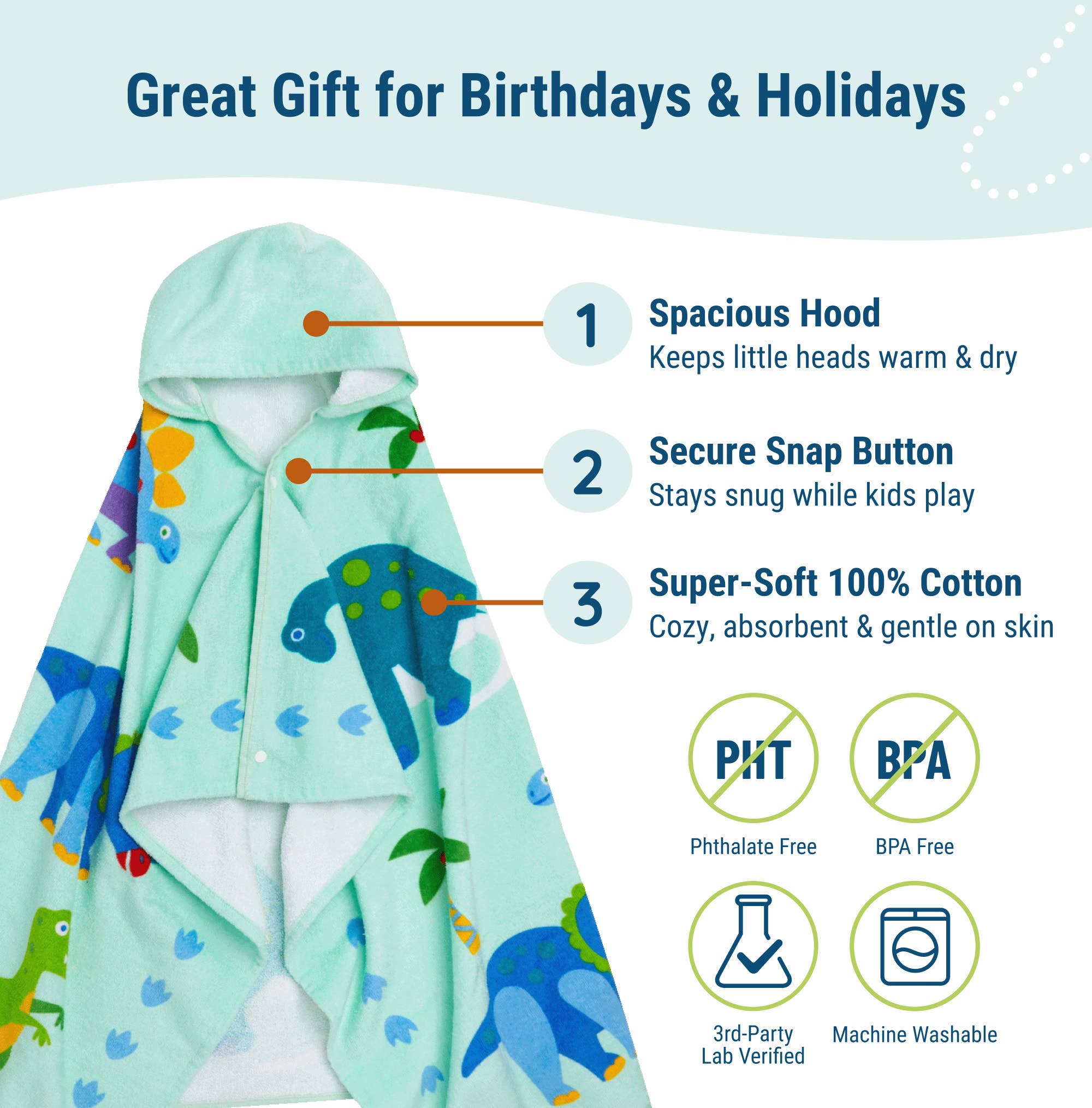 Dinosaur Land Hooded Beach Towel