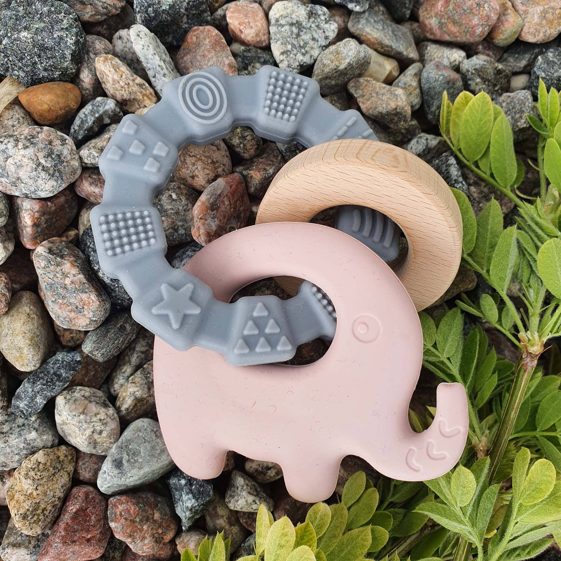 Baby Silicone Teether Toy Elephant Pale Mauve
