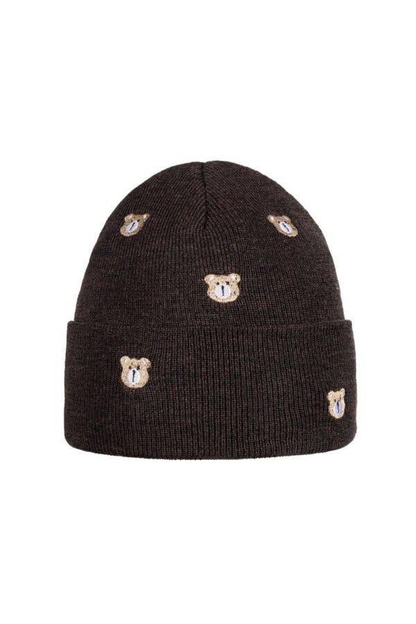 Kids 100% Merino Wool Beanie – LITTLE BEAR | Embroidered Black