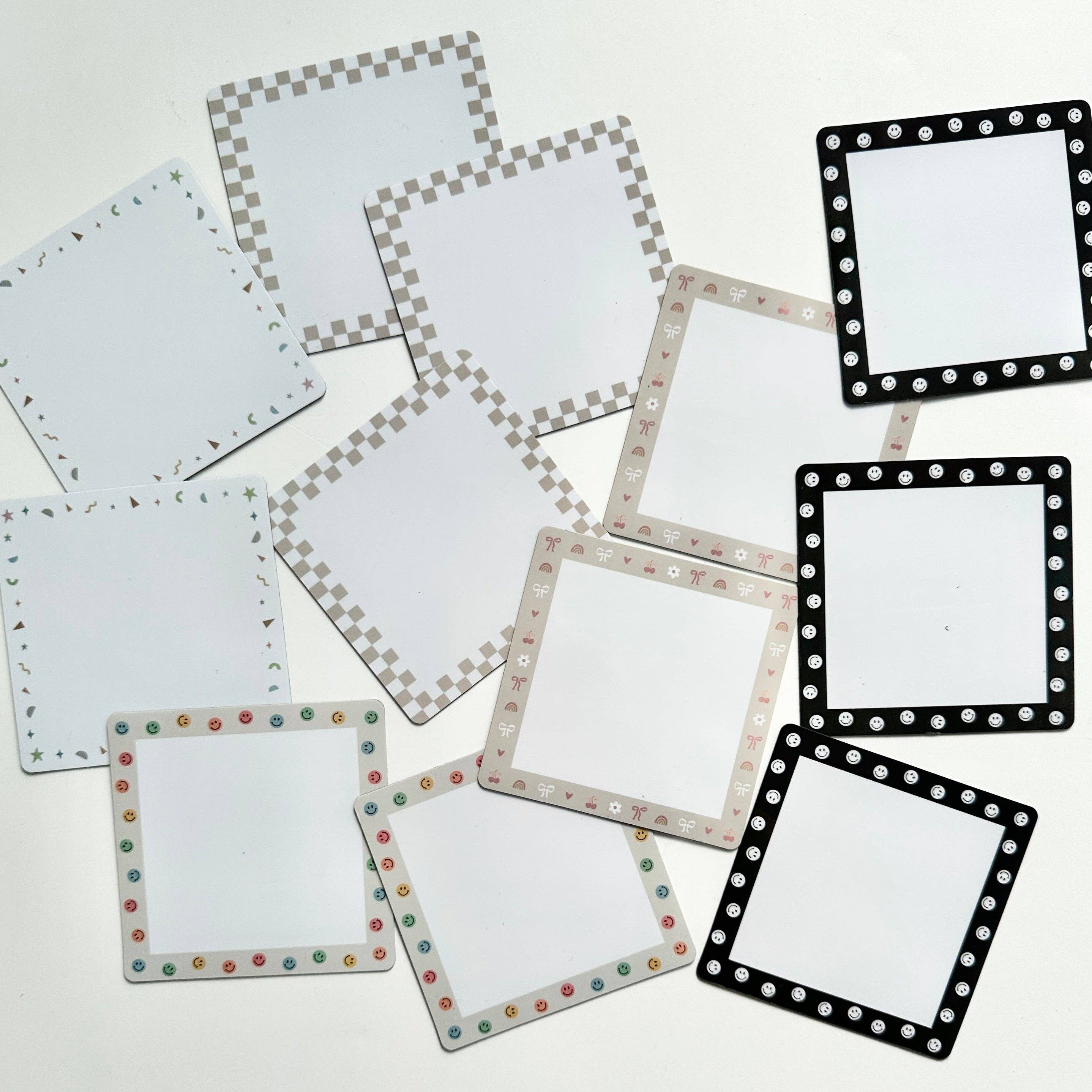 Magnetic Sticky Notes (10pc Dry Erase Labels): Rainbow Smileys