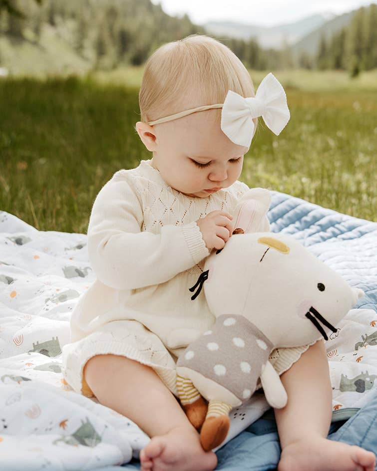 Milan Pointelle Sweater Knit Baby Dress Organic Cotton : Cream