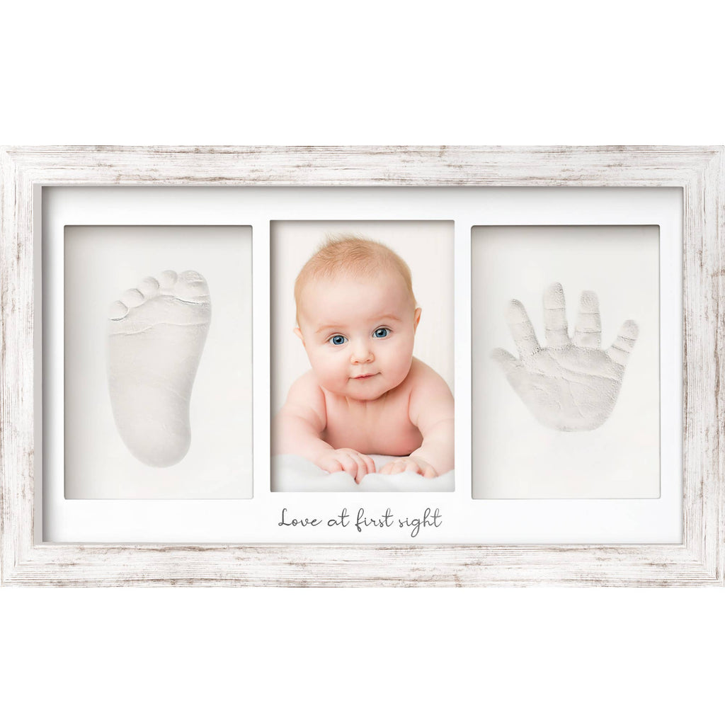KeaBabies Baby Handprint, Footprint Keepsake Duo Frame: Vintage White