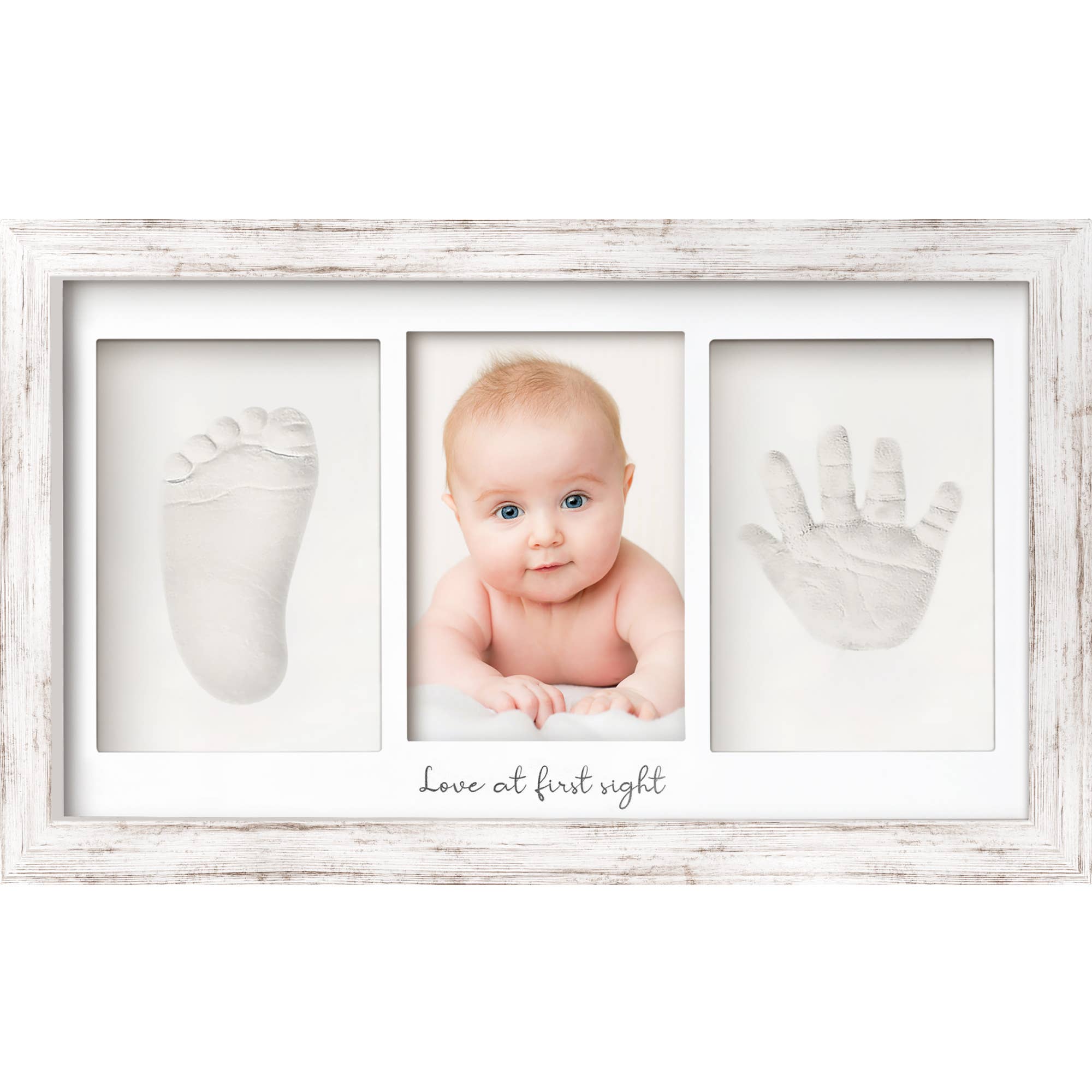 KeaBabies Baby Handprint, Footprint Keepsake Duo Frame: Vintage White